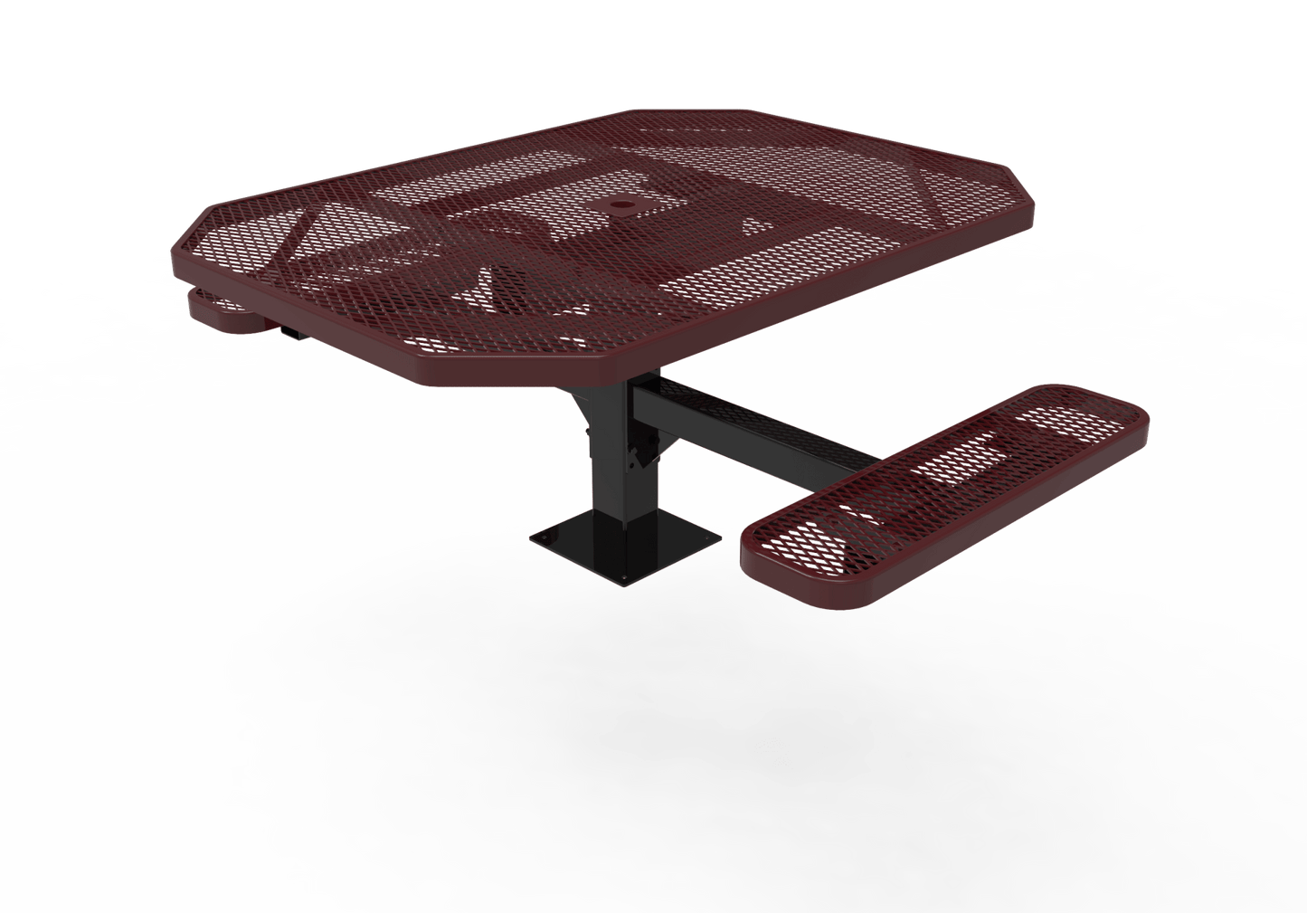 MyTcoat MYT-TOT46-17-012 46" Octagon Pedestal Picnic Table with Surface Mount, 2 Seat and ADA Accessible (77"W x 63"D x 30"H) - SchoolOutlet