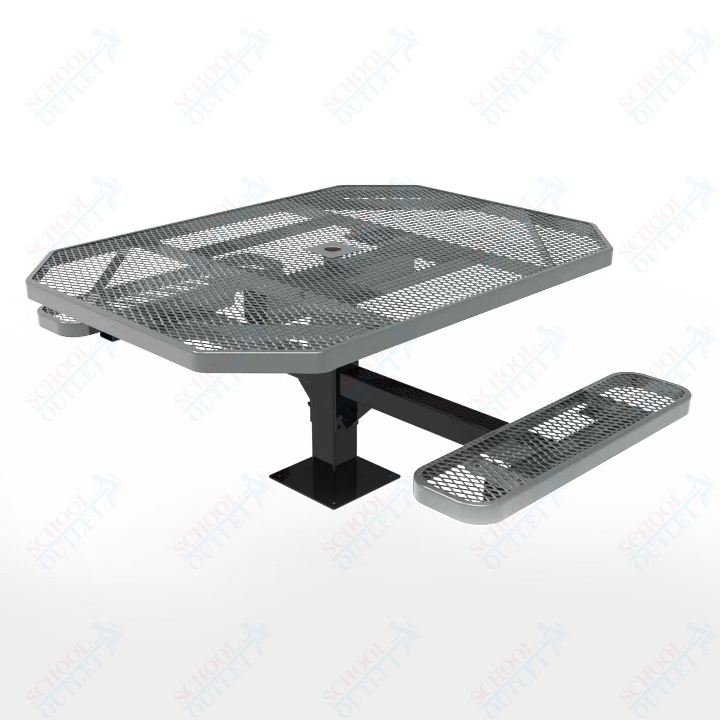 MyTcoat MYT - TOT46 - 17 - 012 46" Octagon Pedestal Picnic Table with Surface Mount, 2 Seat and ADA Accessible (77"W x 63"D x 30"H) - SchoolOutlet