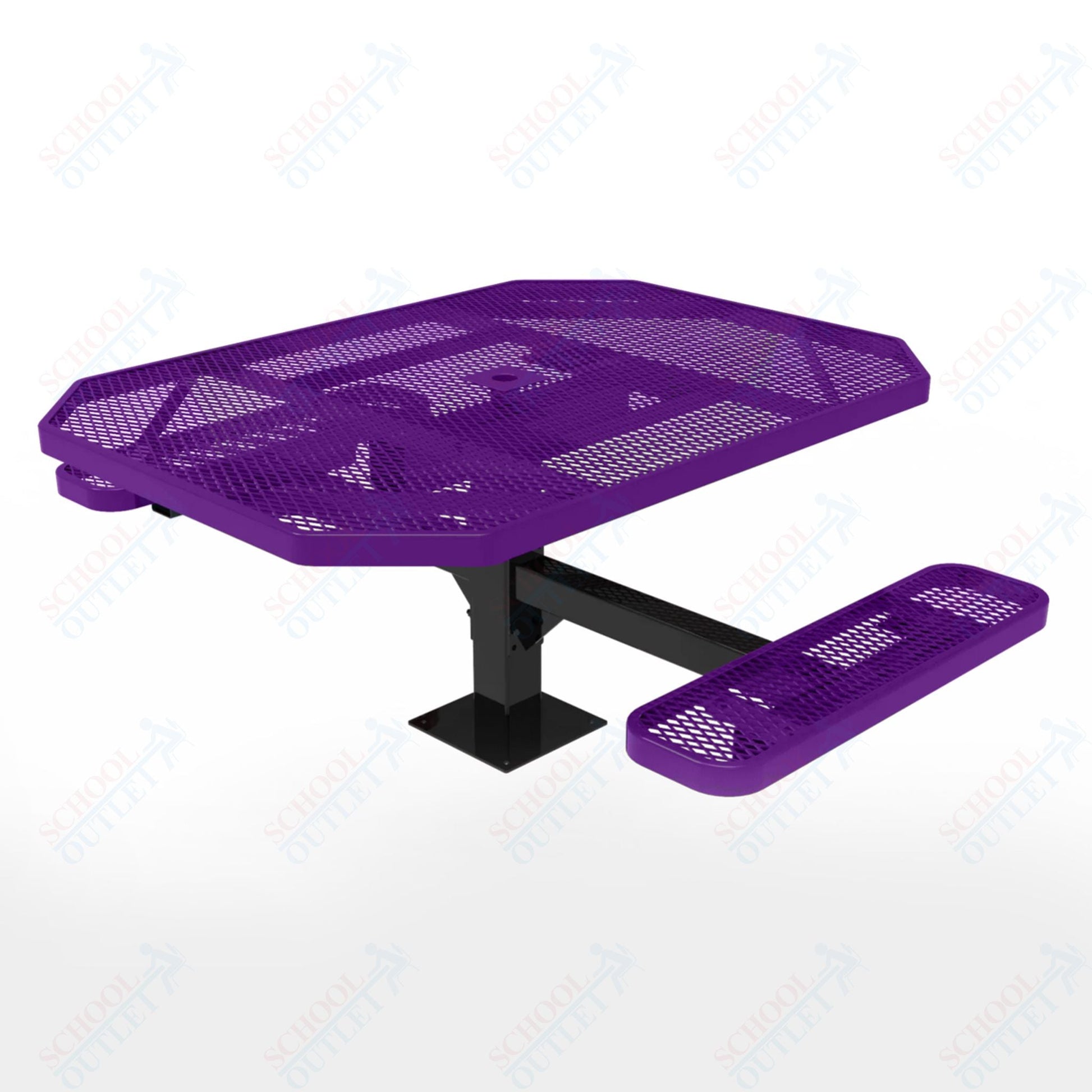 MyTcoat MYT - TOT46 - 17 - 012 46" Octagon Pedestal Picnic Table with Surface Mount, 2 Seat and ADA Accessible (77"W x 63"D x 30"H) - SchoolOutlet