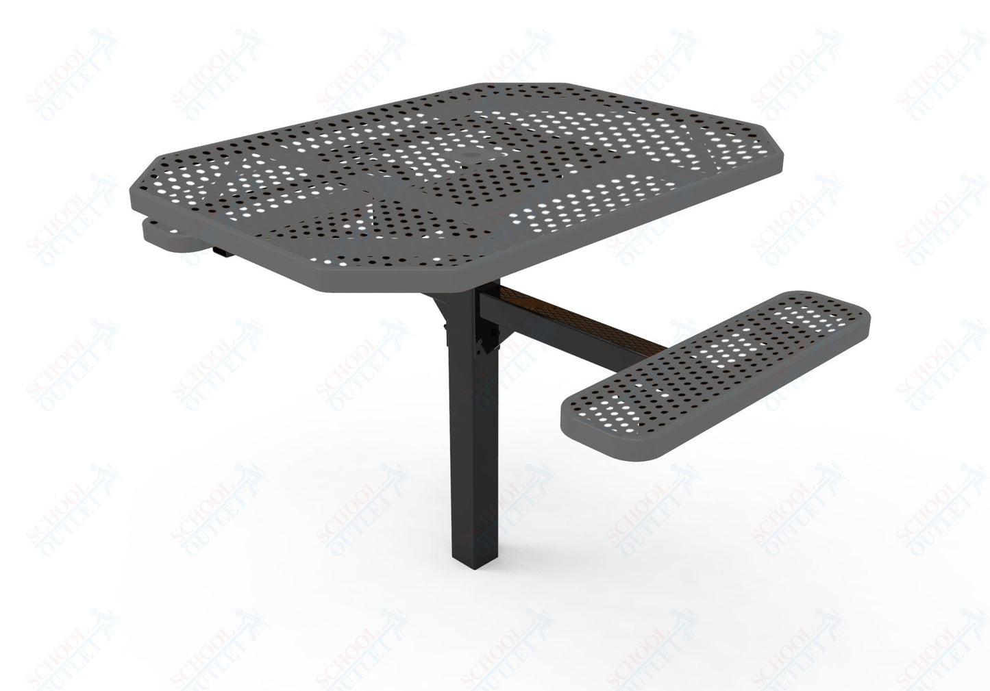 MyTcoat MYT - TOT46 - 16 - 012 46" Octagon Pedestal Picnic Table with Inground Mount, 2 Seat and ADA Accessible (77"W x 63"D x 30''H) - SchoolOutlet