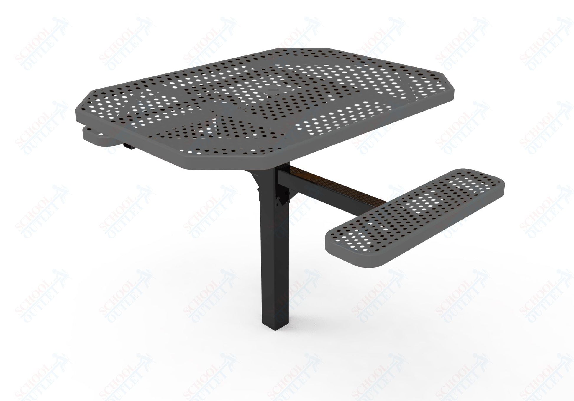 MyTcoat MYT - TOT46 - 16 - 012 46" Octagon Pedestal Picnic Table with Inground Mount, 2 Seat and ADA Accessible (77"W x 63"D x 30''H) - SchoolOutlet