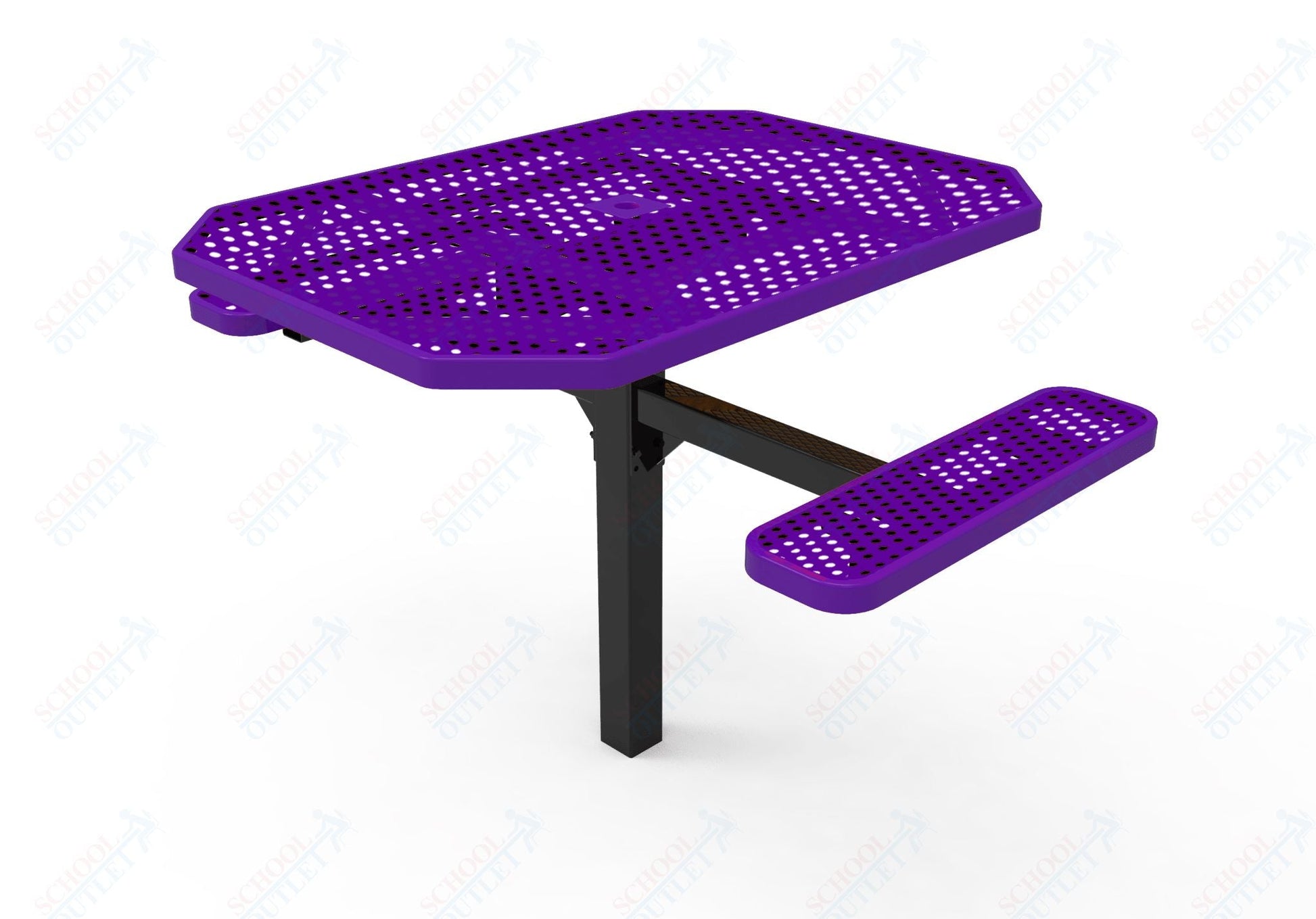 MyTcoat MYT - TOT46 - 16 - 012 46" Octagon Pedestal Picnic Table with Inground Mount, 2 Seat and ADA Accessible (77"W x 63"D x 30''H) - SchoolOutlet