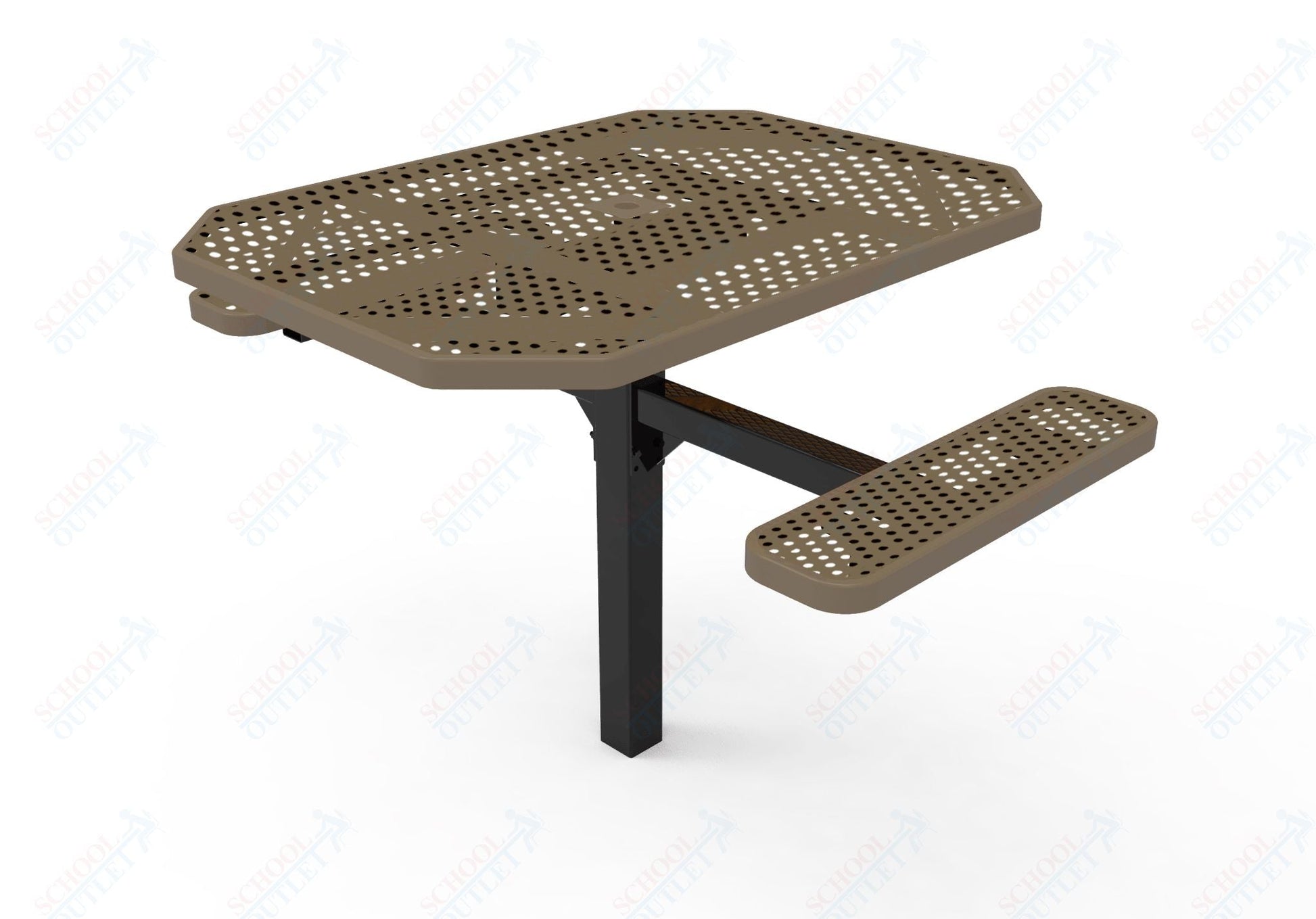 MyTcoat MYT - TOT46 - 16 - 012 46" Octagon Pedestal Picnic Table with Inground Mount, 2 Seat and ADA Accessible (77"W x 63"D x 30''H) - SchoolOutlet