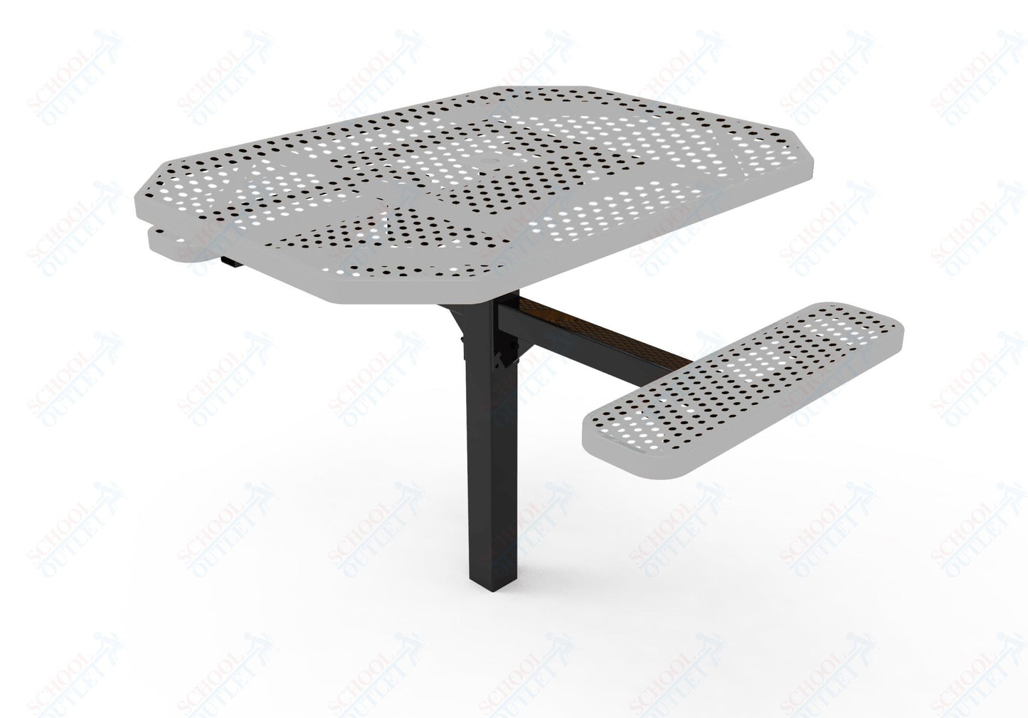 MyTcoat MYT - TOT46 - 16 - 012 46" Octagon Pedestal Picnic Table with Inground Mount, 2 Seat and ADA Accessible (77"W x 63"D x 30''H) - SchoolOutlet