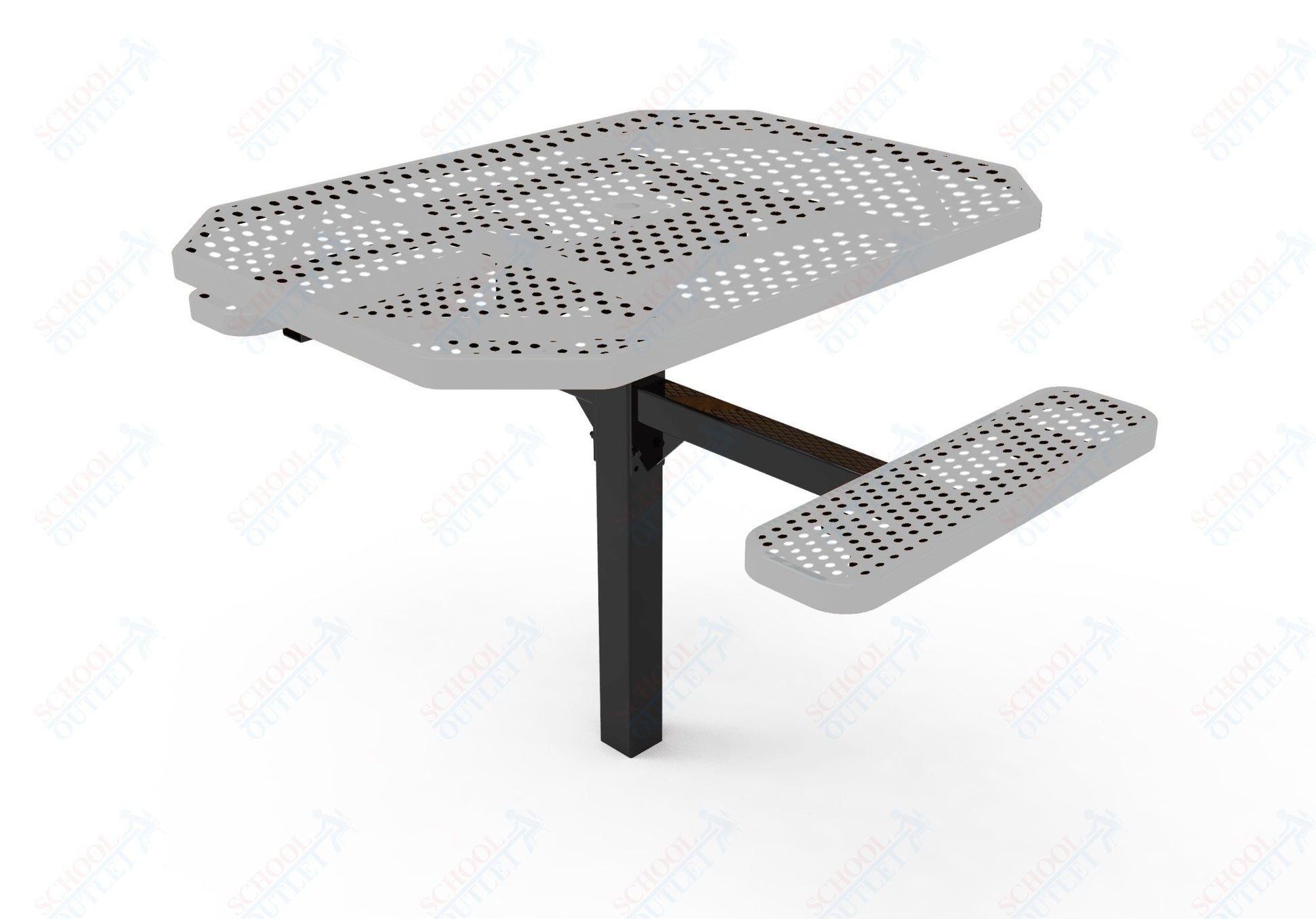 MyTcoat MYT - TOT46 - 16 - 012 46" Octagon Pedestal Picnic Table with Inground Mount, 2 Seat and ADA Accessible (77"W x 63"D x 30''H) - SchoolOutlet