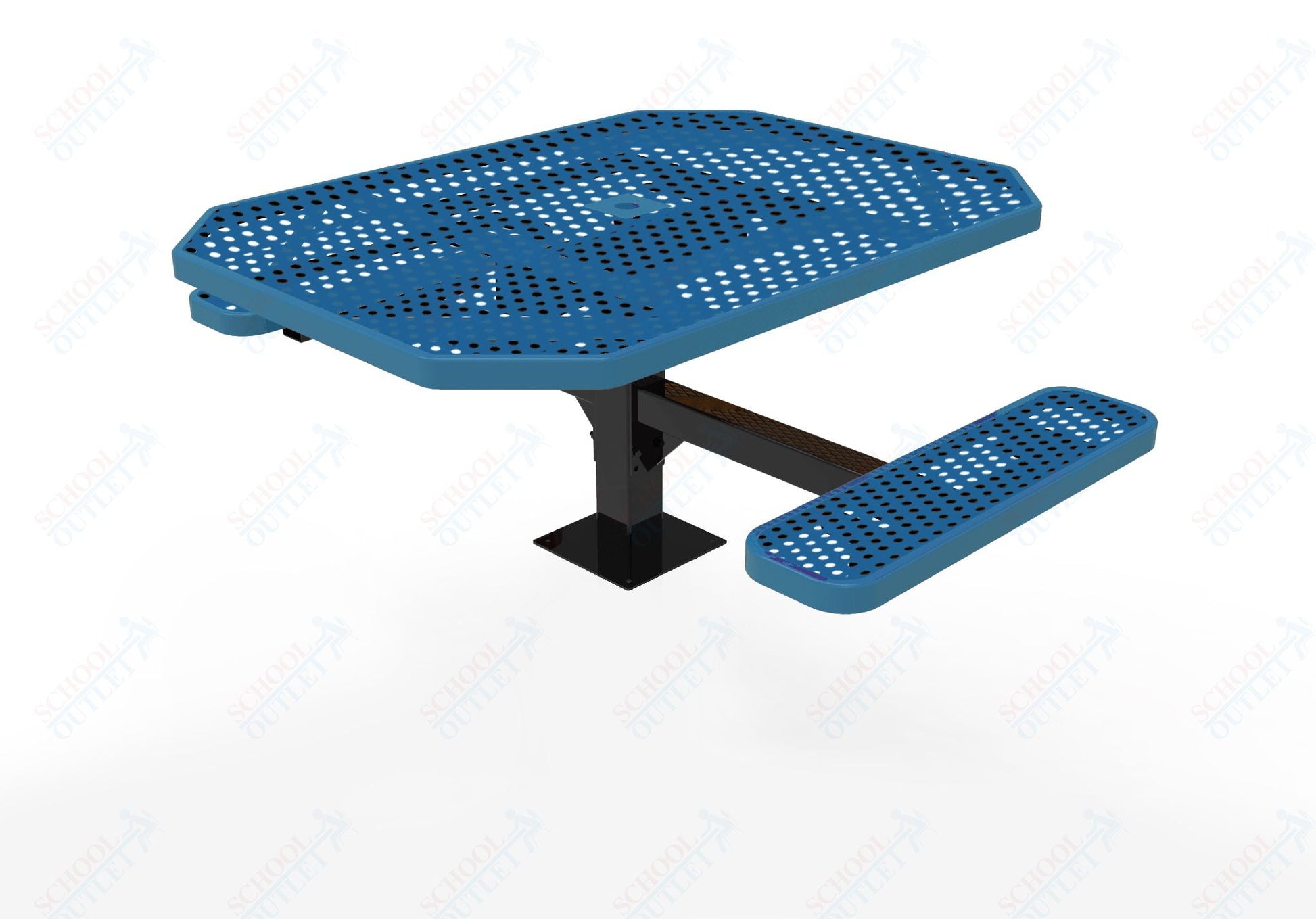 MyTcoat MYT - TOT46 - 17 - 012 46" Octagon Pedestal Picnic Table with Surface Mount, 2 Seat and ADA Accessible (77"W x 63"D x 30"H) - SchoolOutlet