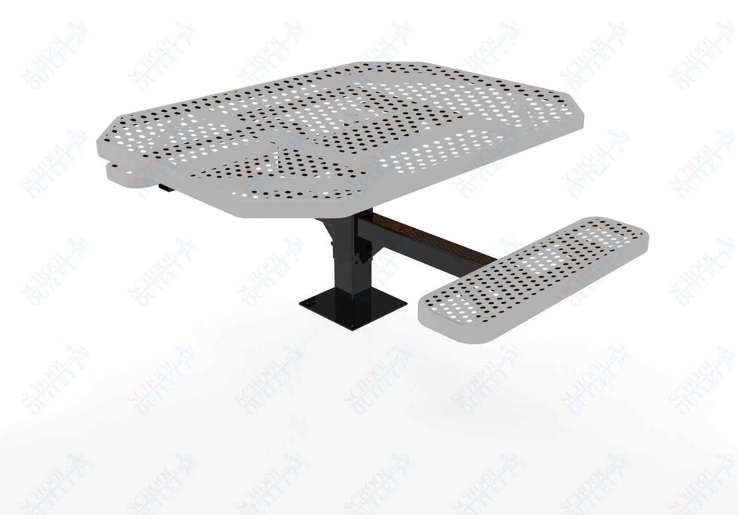 MyTcoat MYT - TOT46 - 17 - 012 46" Octagon Pedestal Picnic Table with Surface Mount, 2 Seat and ADA Accessible (77"W x 63"D x 30"H) - SchoolOutlet