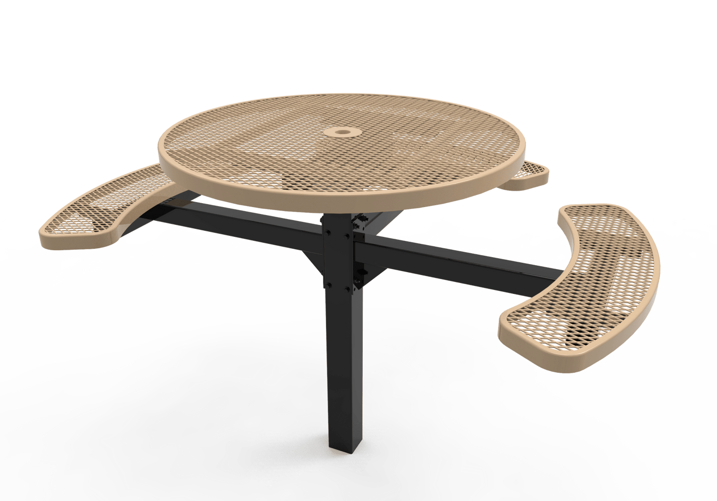 MyTcoat MYT-TRD46-14-003 46″ Round Pedestal Picnic Table with Inground Mount, 3 Seat and ADA Accessible (30"H) - SchoolOutlet
