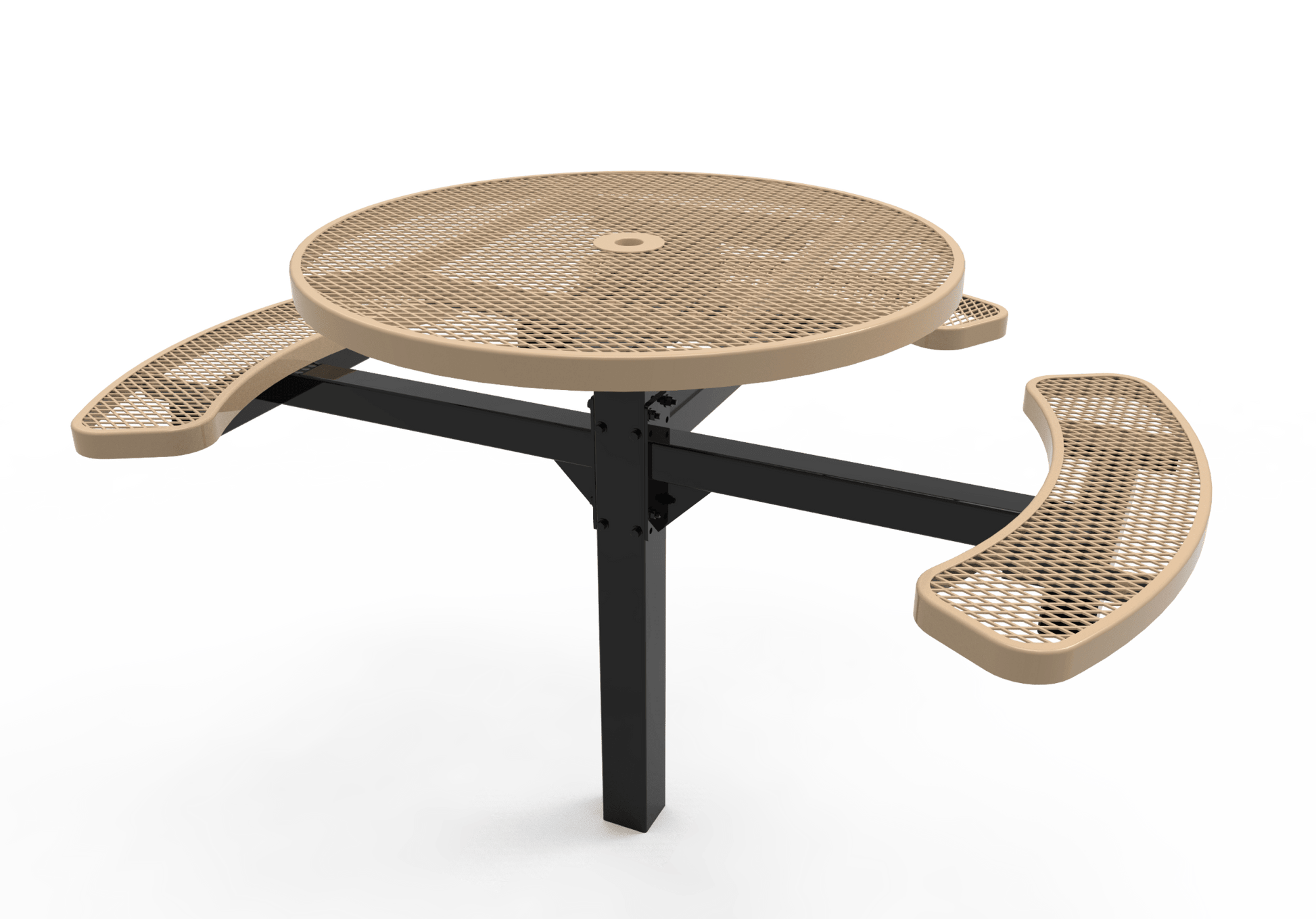 MyTcoat MYT-TRD46-14-003 46″ Round Pedestal Picnic Table with Inground Mount, 3 Seat and ADA Accessible (30"H) - SchoolOutlet