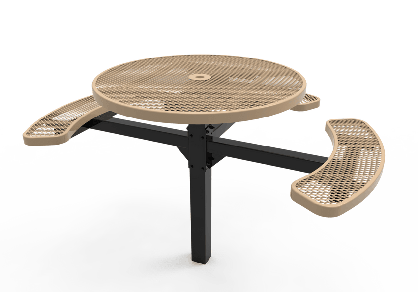MyTcoat MYT-TRD46-14-003 46″ Round Pedestal Picnic Table with Inground Mount, 3 Seat and ADA Accessible (30"H) - SchoolOutlet