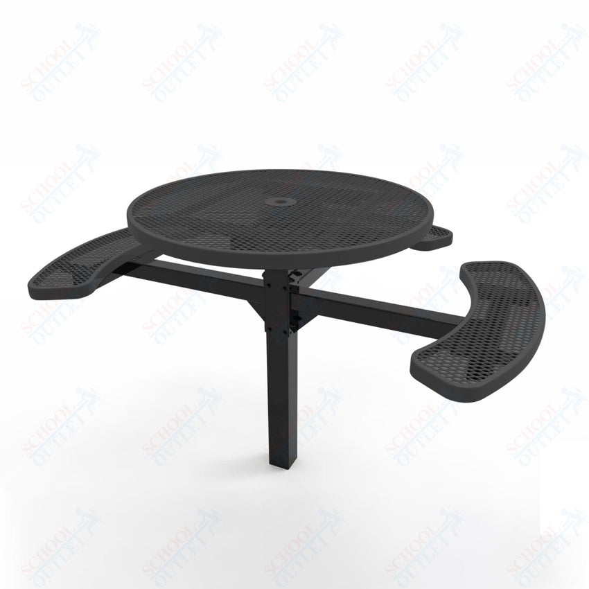 MyTcoat MYT - TRD46 - 14 - 003 46″ Round Pedestal Picnic Table with Inground Mount, 3 Seat and ADA Accessible (30"H) - SchoolOutlet