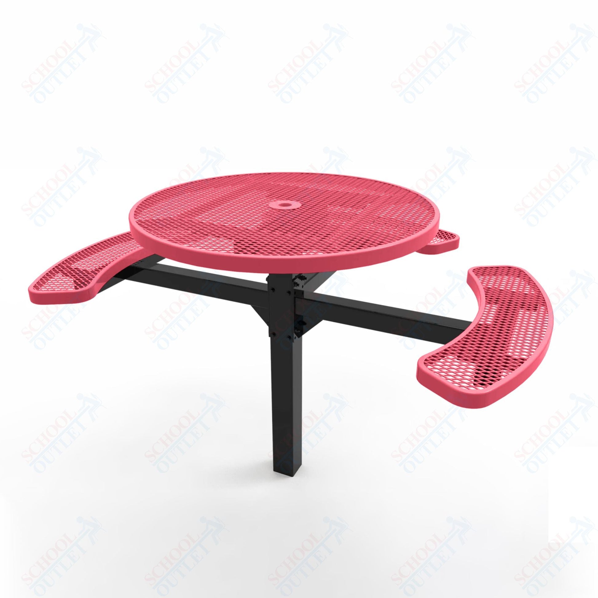 MyTcoat MYT - TRD46 - 14 - 003 46″ Round Pedestal Picnic Table with Inground Mount, 3 Seat and ADA Accessible (30"H) - SchoolOutlet