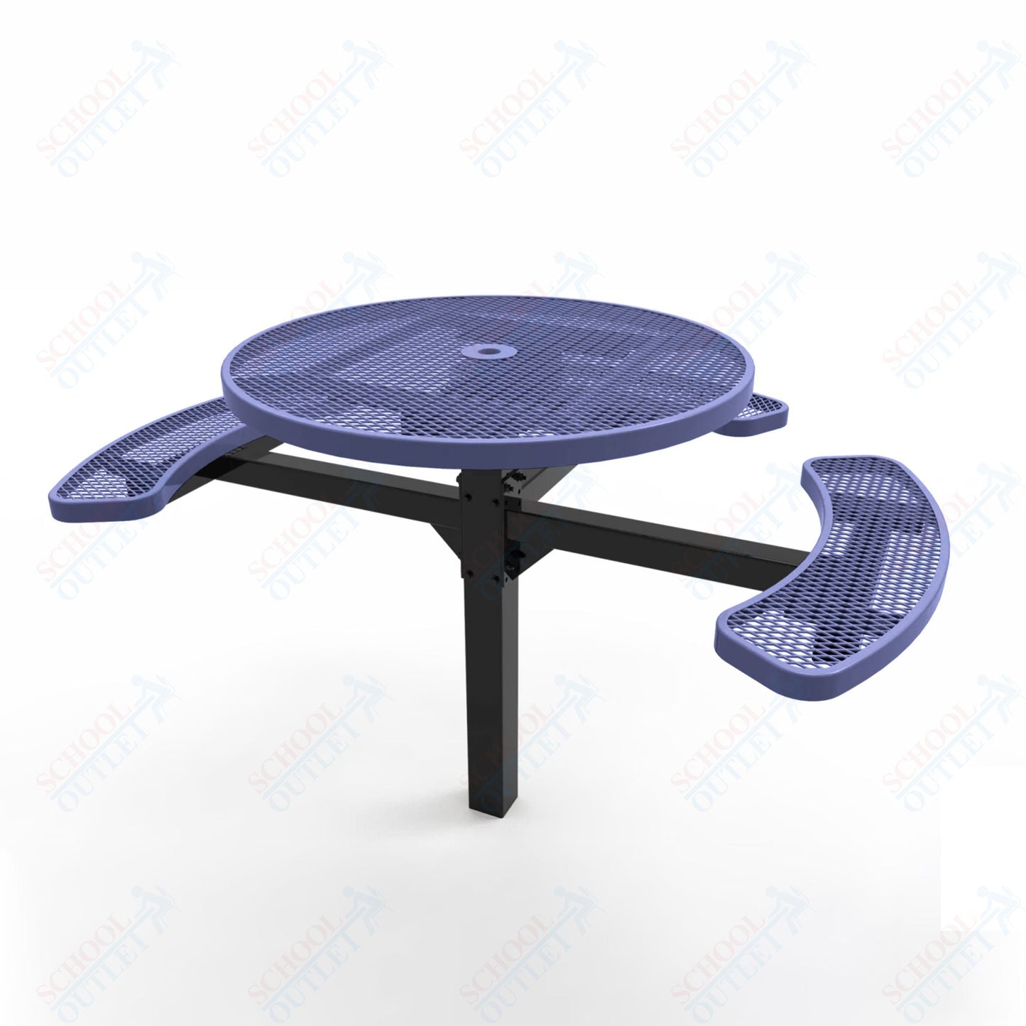 MyTcoat MYT - TRD46 - 14 - 003 46″ Round Pedestal Picnic Table with Inground Mount, 3 Seat and ADA Accessible (30"H) - SchoolOutlet