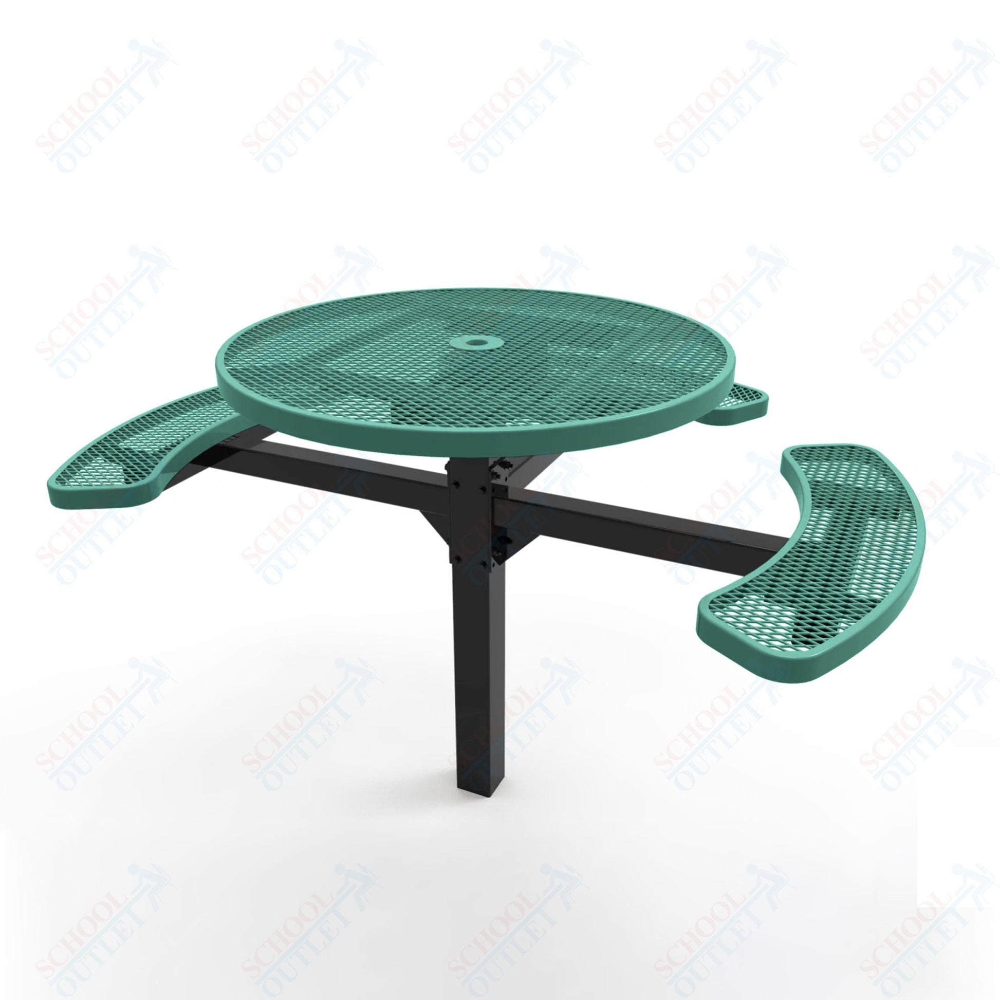 MyTcoat MYT - TRD46 - 14 - 003 46″ Round Pedestal Picnic Table with Inground Mount, 3 Seat and ADA Accessible (30"H) - SchoolOutlet