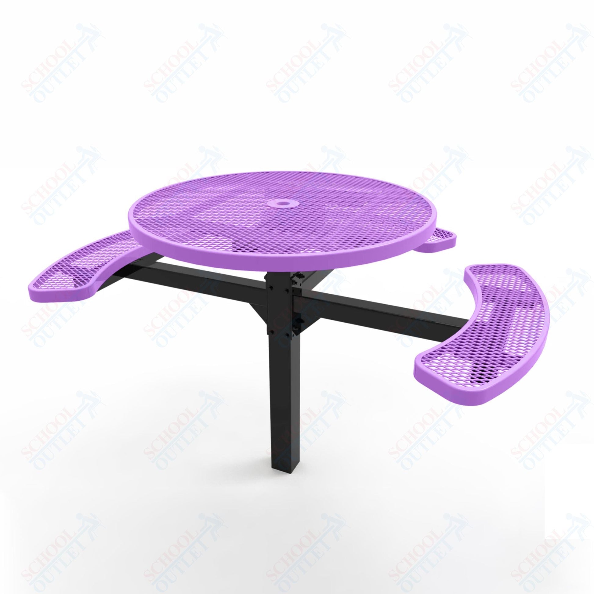 MyTcoat MYT - TRD46 - 14 - 003 46″ Round Pedestal Picnic Table with Inground Mount, 3 Seat and ADA Accessible (30"H) - SchoolOutlet