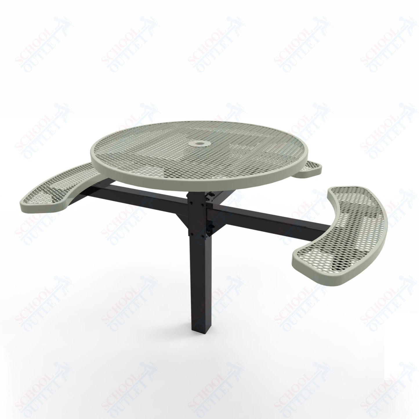 MyTcoat MYT - TRD46 - 14 - 003 46″ Round Pedestal Picnic Table with Inground Mount, 3 Seat and ADA Accessible (30"H) - SchoolOutlet