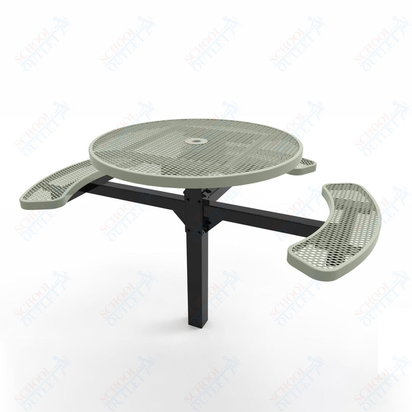 MyTcoat MYT - TRD46 - 14 - 003 46″ Round Pedestal Picnic Table with Inground Mount, 3 Seat and ADA Accessible (30"H) - SchoolOutlet