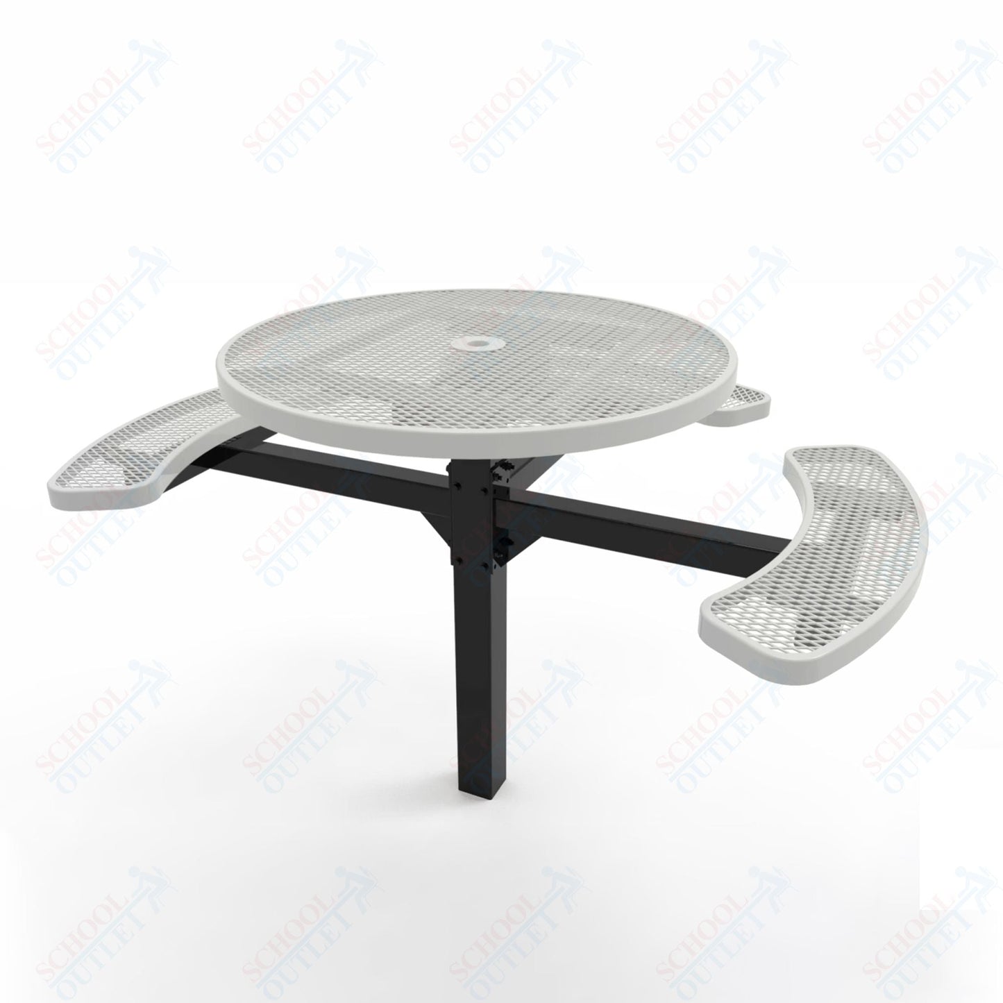 MyTcoat MYT - TRD46 - 14 - 003 46″ Round Pedestal Picnic Table with Inground Mount, 3 Seat and ADA Accessible (30"H) - SchoolOutlet