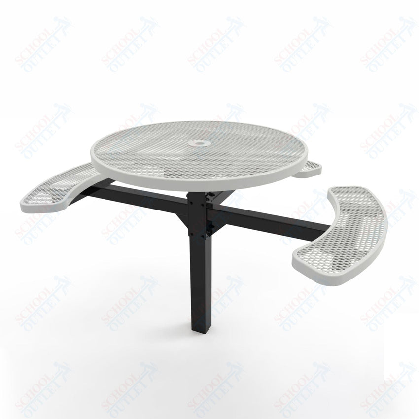 MyTcoat MYT - TRD46 - 14 - 003 46″ Round Pedestal Picnic Table with Inground Mount, 3 Seat and ADA Accessible (30"H) - SchoolOutlet