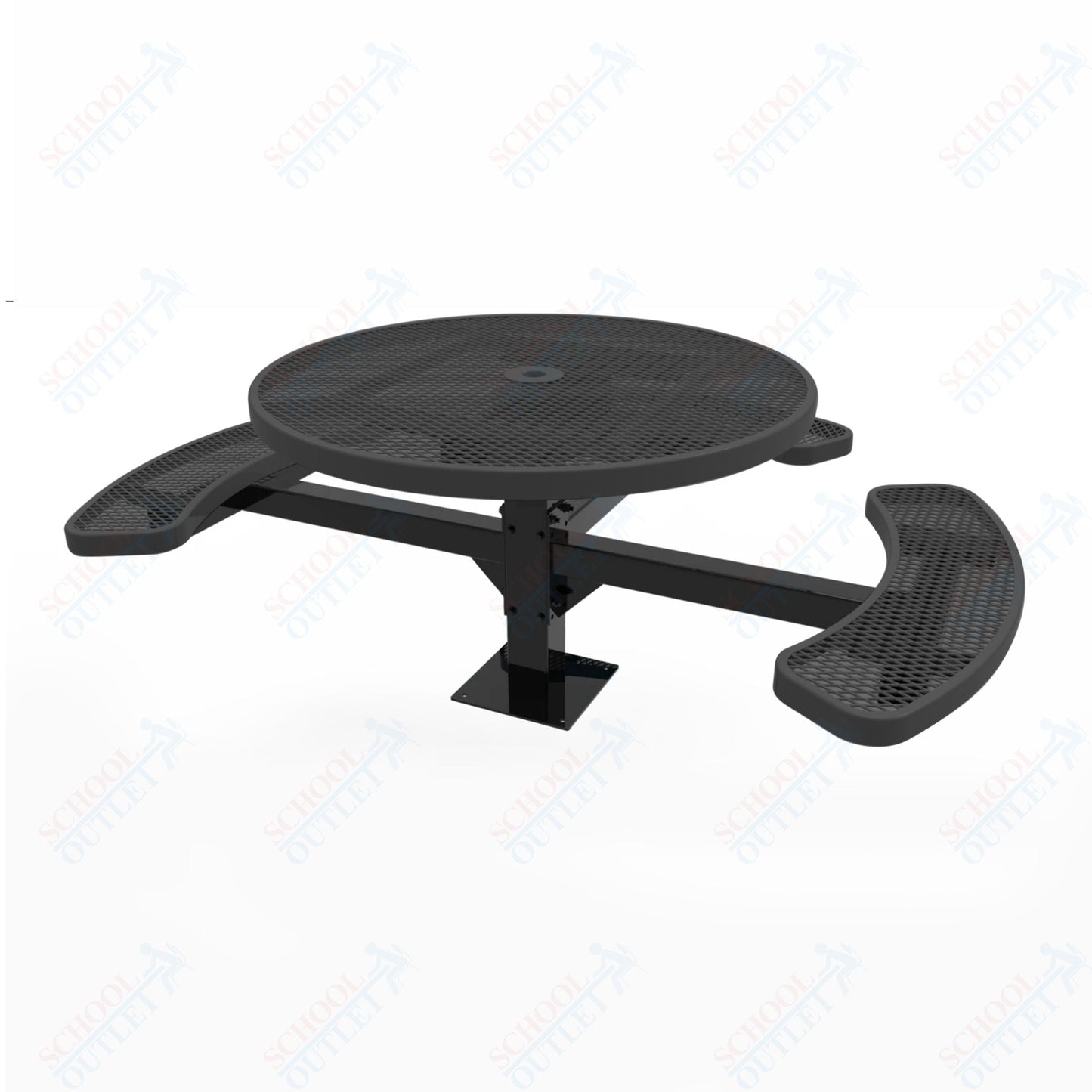 MyTcoat MYT - TRD46 - 15 - 003 46″ Round Pedestal Picnic Table with Surface Mount, 3 Seat and ADA Accessible (30"H) - SchoolOutlet