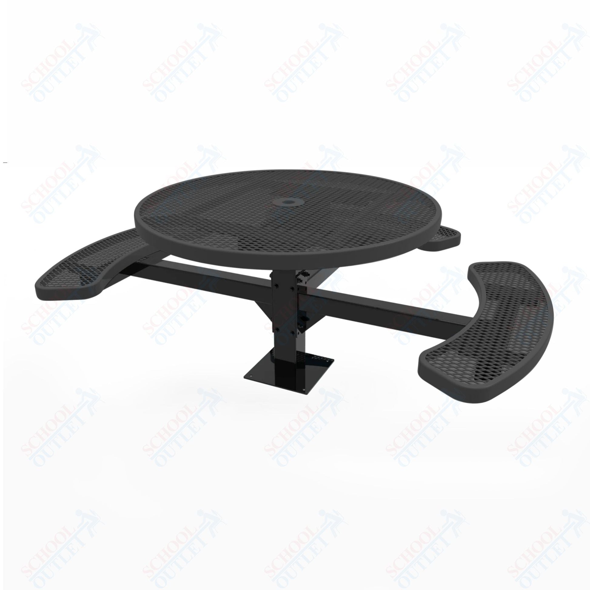 MyTcoat MYT - TRD46 - 15 - 003 46″ Round Pedestal Picnic Table with Surface Mount, 3 Seat and ADA Accessible (30"H) - SchoolOutlet