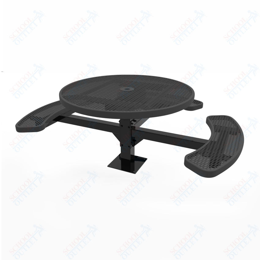 MyTcoat MYT - TRD46 - 15 - 003 46″ Round Pedestal Picnic Table with Surface Mount, 3 Seat and ADA Accessible (30"H) - SchoolOutlet