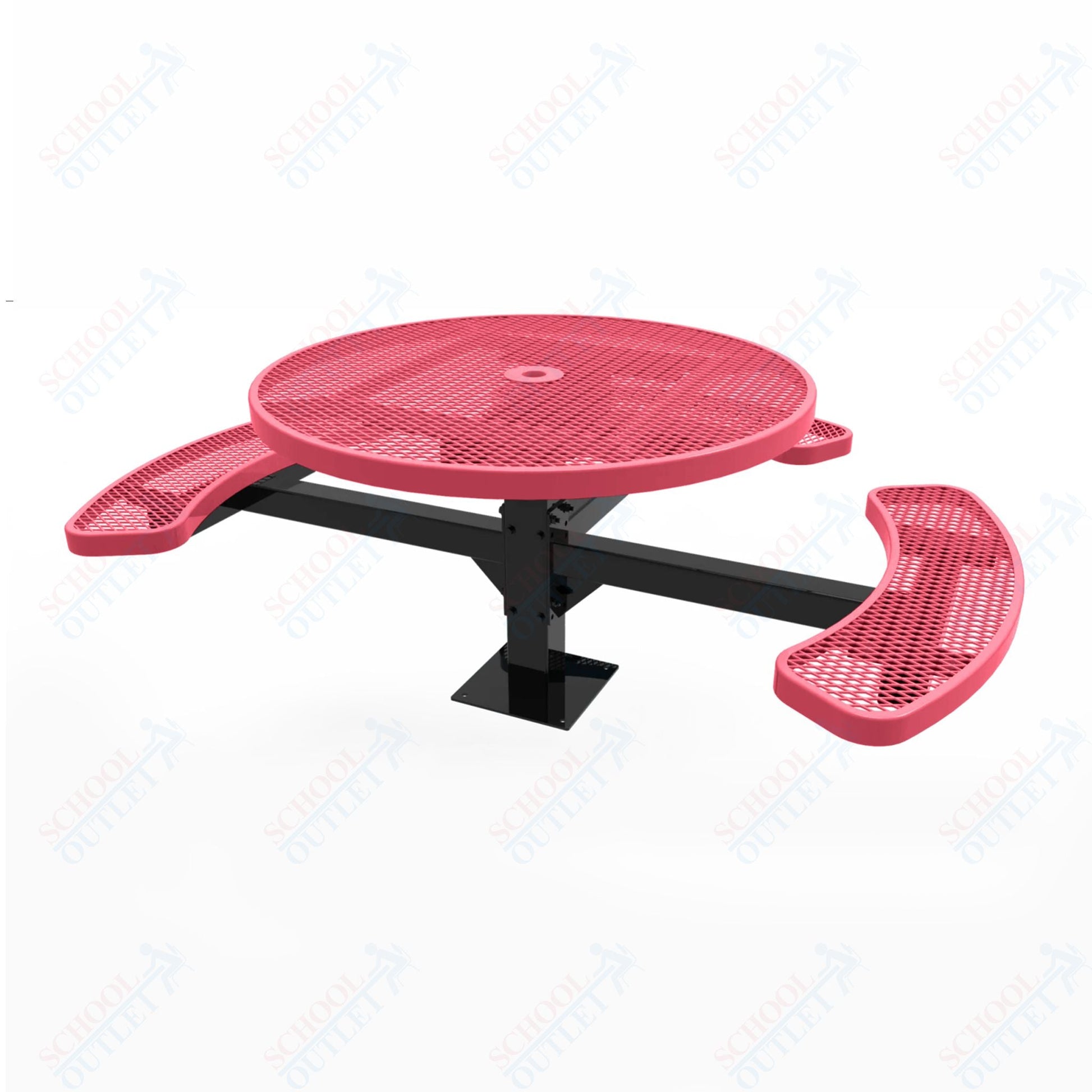 MyTcoat MYT - TRD46 - 15 - 003 46″ Round Pedestal Picnic Table with Surface Mount, 3 Seat and ADA Accessible (30"H) - SchoolOutlet