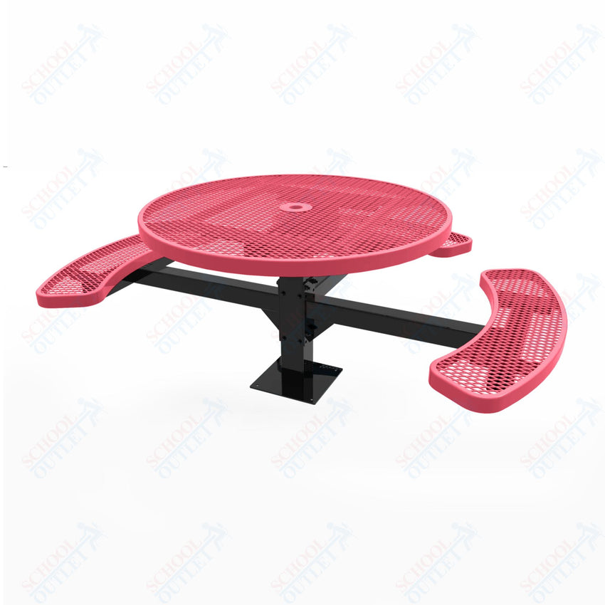 MyTcoat MYT - TRD46 - 15 - 003 46″ Round Pedestal Picnic Table with Surface Mount, 3 Seat and ADA Accessible (30"H) - SchoolOutlet
