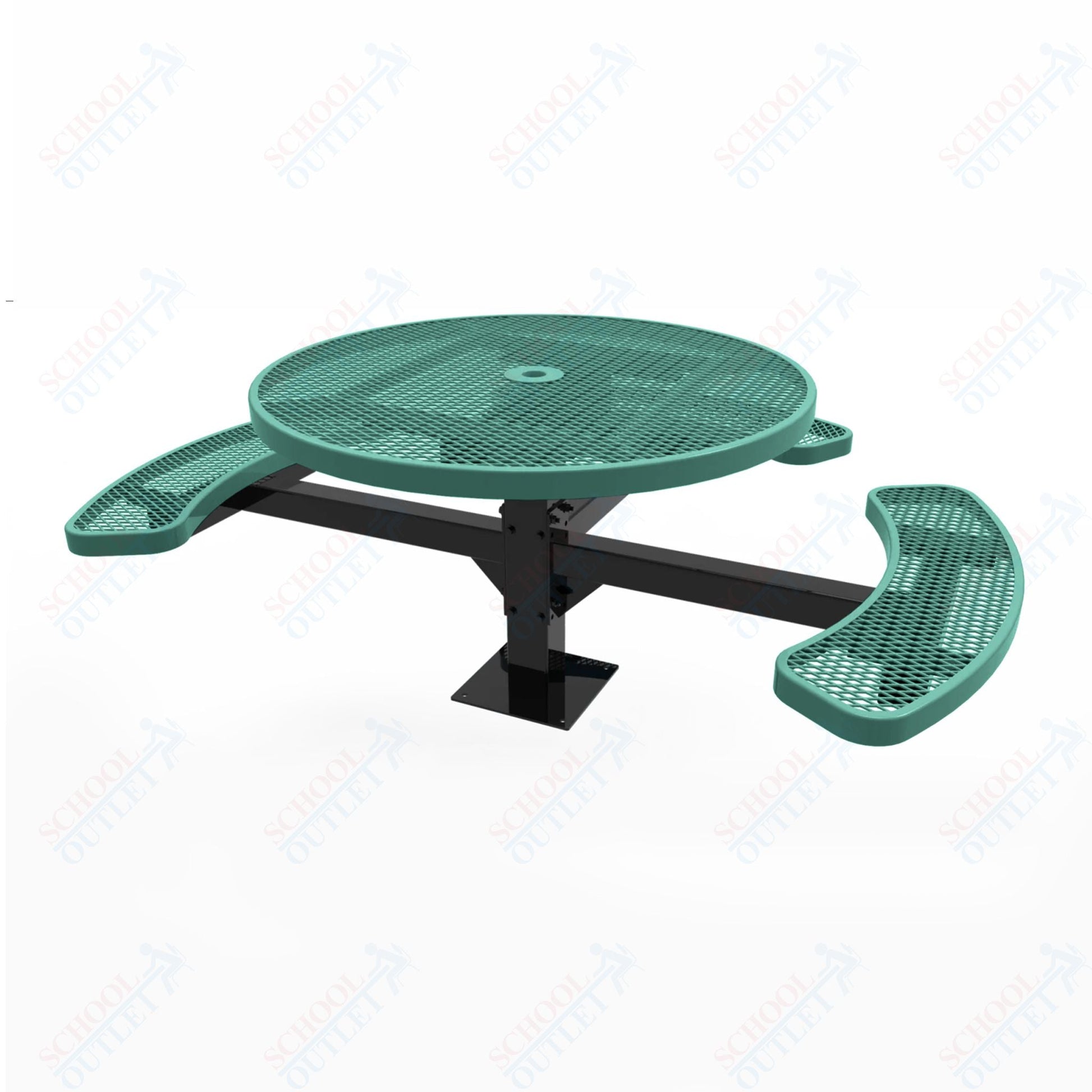 MyTcoat MYT - TRD46 - 15 - 003 46″ Round Pedestal Picnic Table with Surface Mount, 3 Seat and ADA Accessible (30"H) - SchoolOutlet