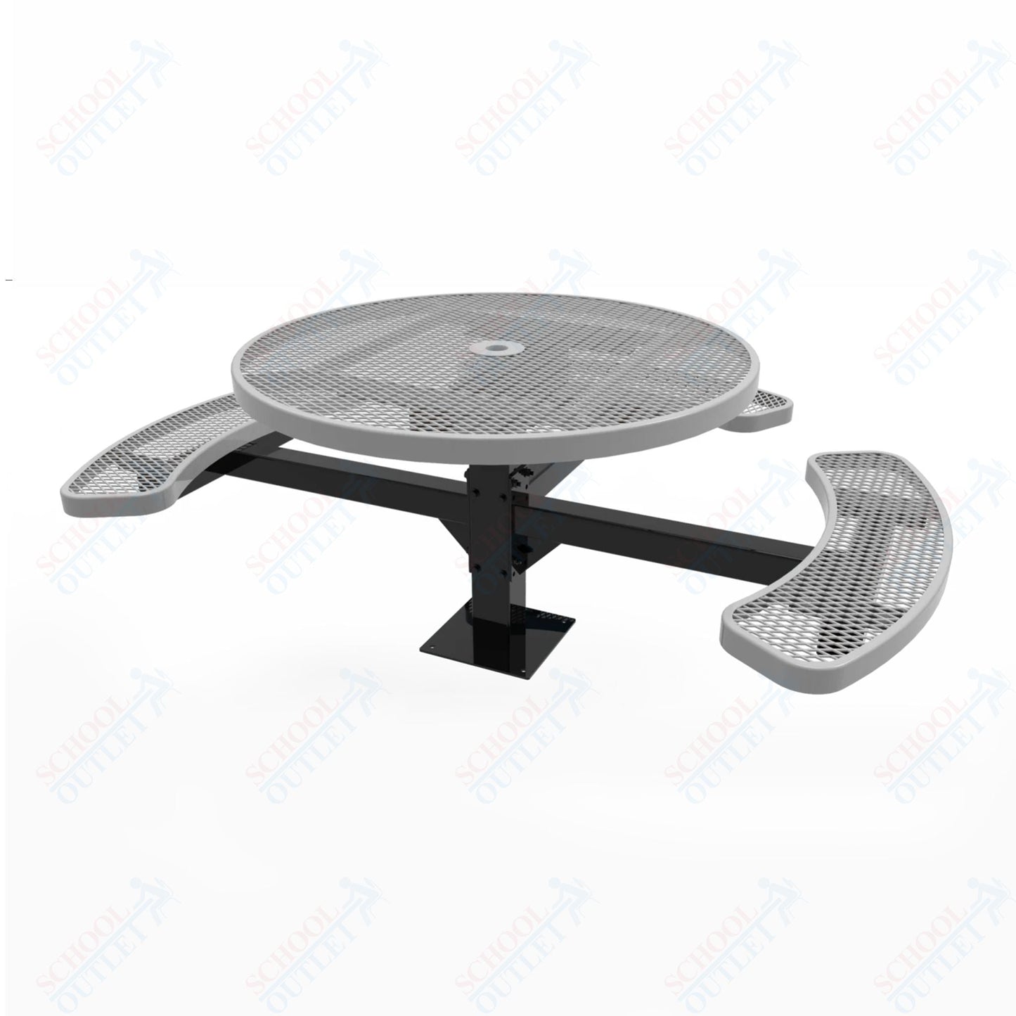 MyTcoat MYT - TRD46 - 15 - 003 46″ Round Pedestal Picnic Table with Surface Mount, 3 Seat and ADA Accessible (30"H) - SchoolOutlet