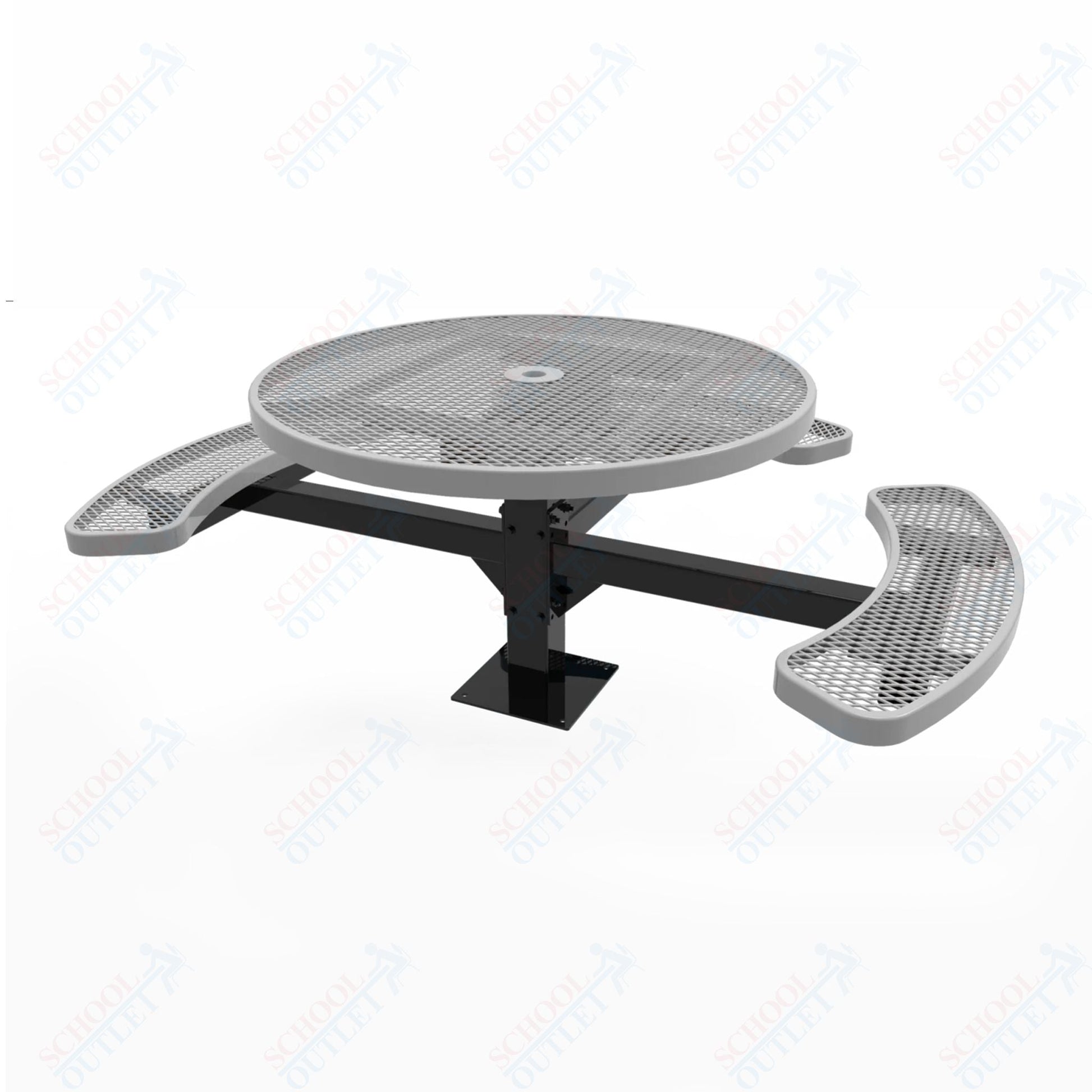 MyTcoat MYT - TRD46 - 15 - 003 46″ Round Pedestal Picnic Table with Surface Mount, 3 Seat and ADA Accessible (30"H) - SchoolOutlet