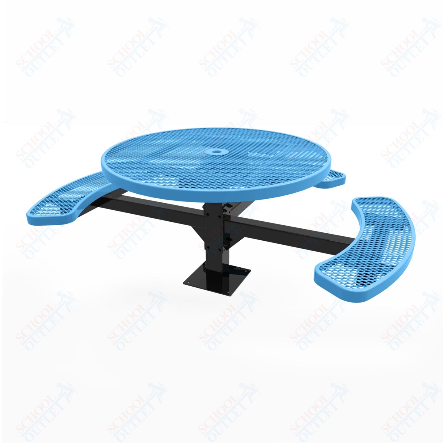 MyTcoat MYT - TRD46 - 15 - 003 46″ Round Pedestal Picnic Table with Surface Mount, 3 Seat and ADA Accessible (30"H) - SchoolOutlet