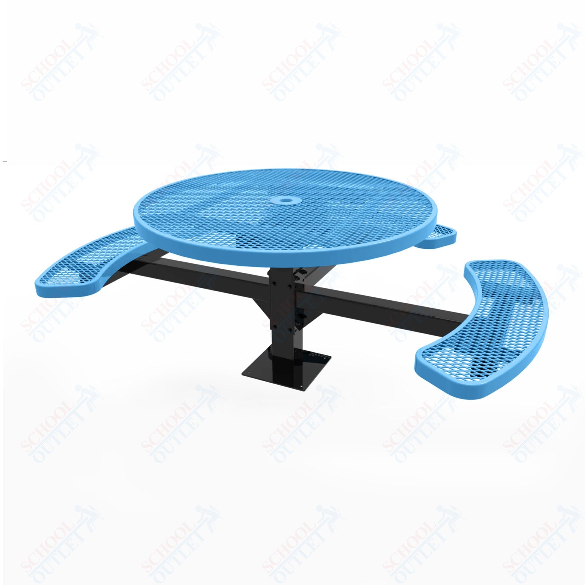 MyTcoat MYT - TRD46 - 15 - 003 46″ Round Pedestal Picnic Table with Surface Mount, 3 Seat and ADA Accessible (30"H) - SchoolOutlet