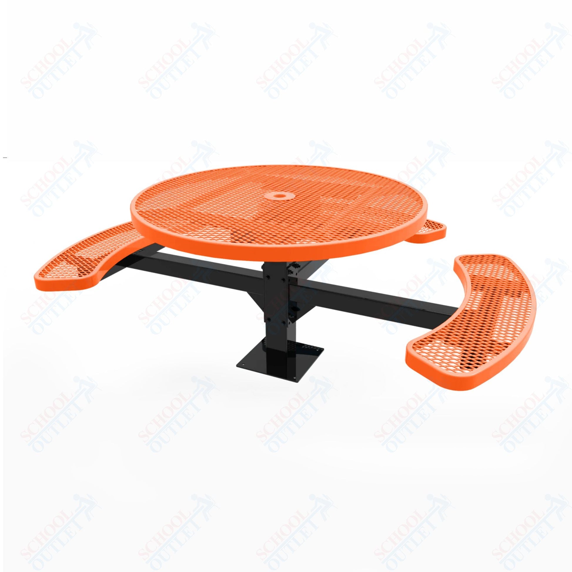 MyTcoat MYT - TRD46 - 15 - 003 46″ Round Pedestal Picnic Table with Surface Mount, 3 Seat and ADA Accessible (30"H) - SchoolOutlet