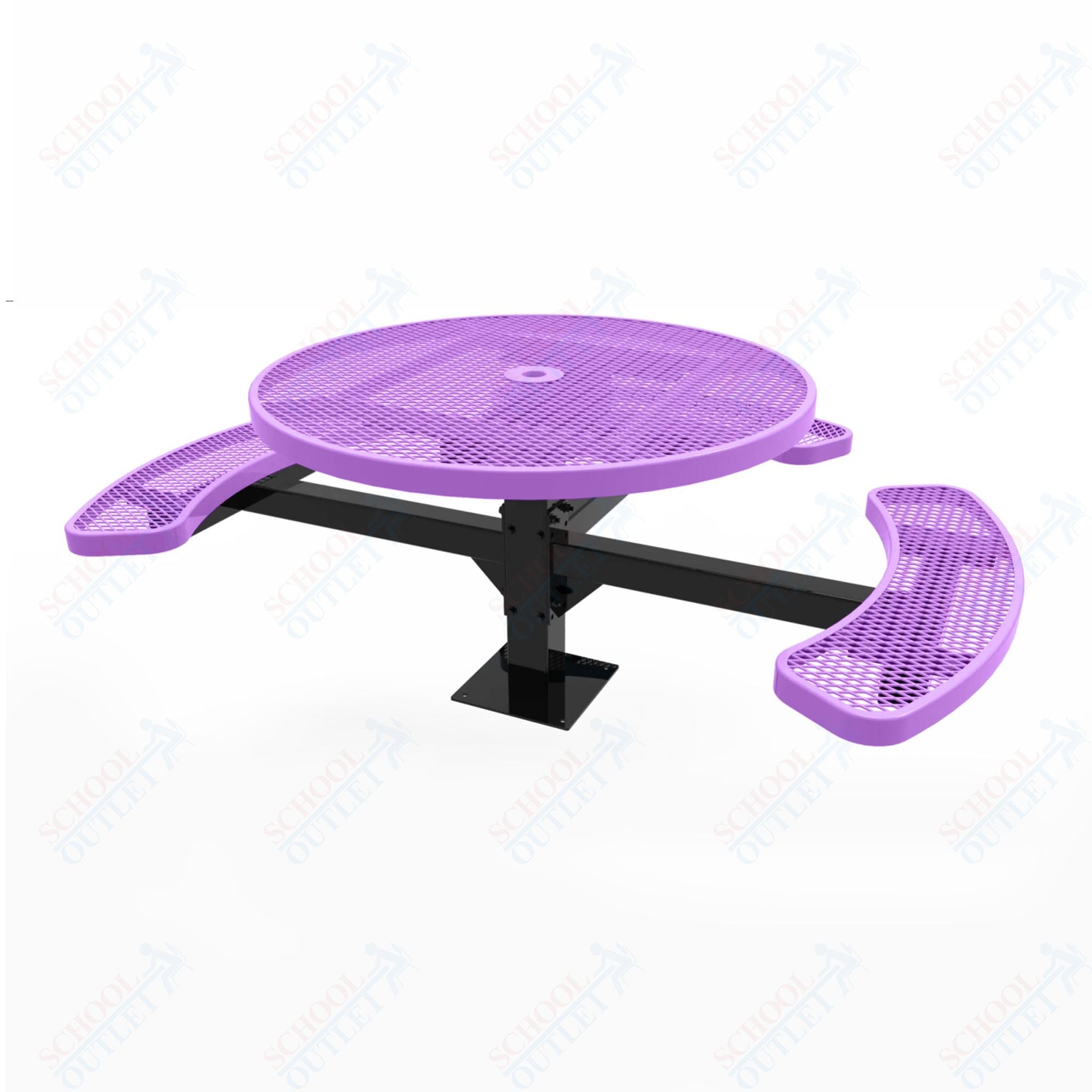 MyTcoat MYT - TRD46 - 15 - 003 46″ Round Pedestal Picnic Table with Surface Mount, 3 Seat and ADA Accessible (30"H) - SchoolOutlet