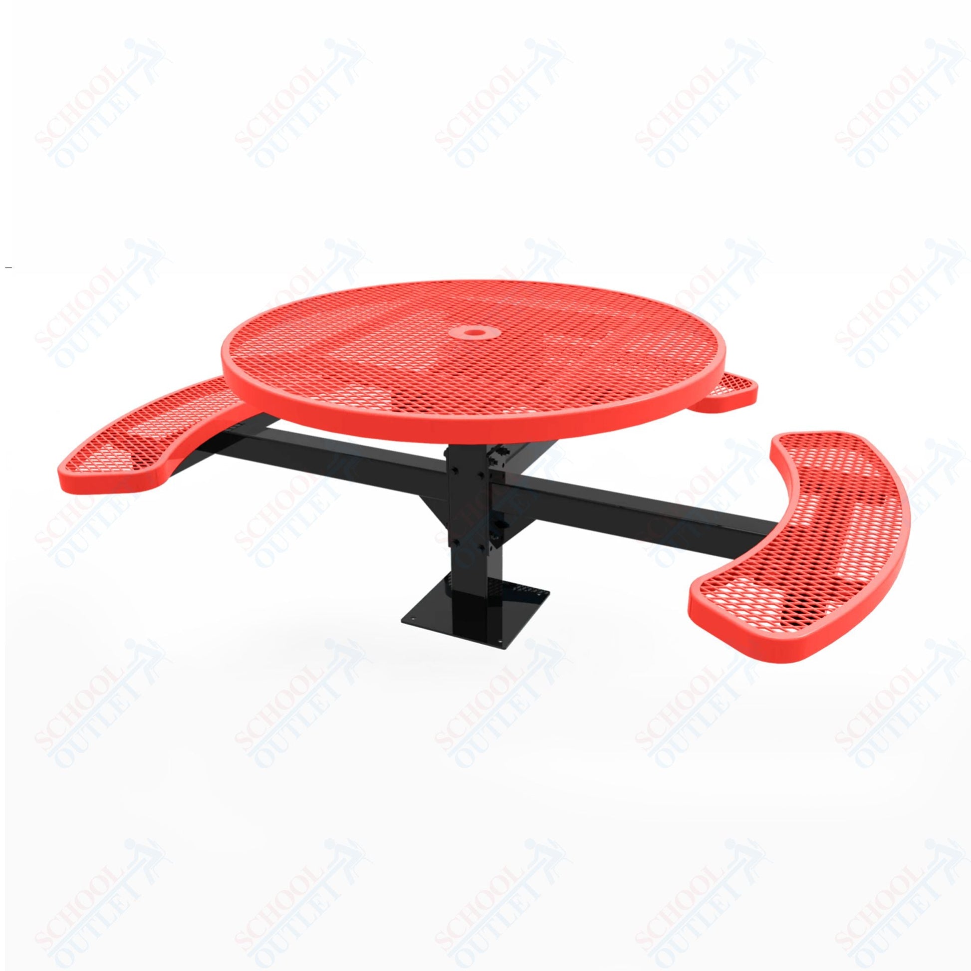 MyTcoat MYT - TRD46 - 15 - 003 46″ Round Pedestal Picnic Table with Surface Mount, 3 Seat and ADA Accessible (30"H) - SchoolOutlet