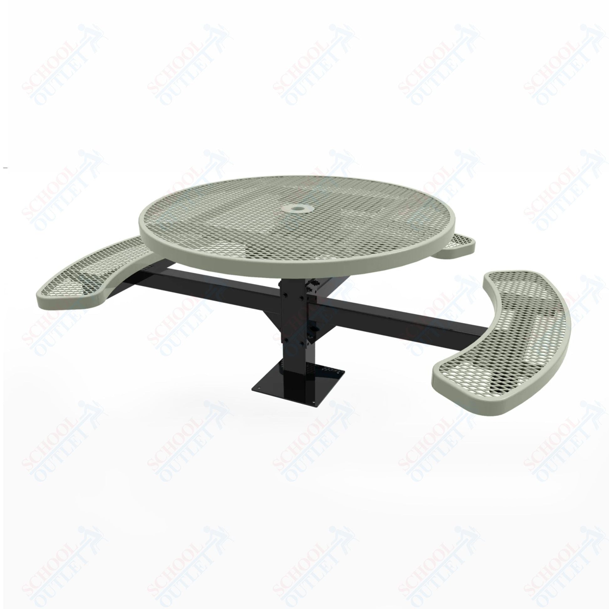 MyTcoat MYT - TRD46 - 15 - 003 46″ Round Pedestal Picnic Table with Surface Mount, 3 Seat and ADA Accessible (30"H) - SchoolOutlet