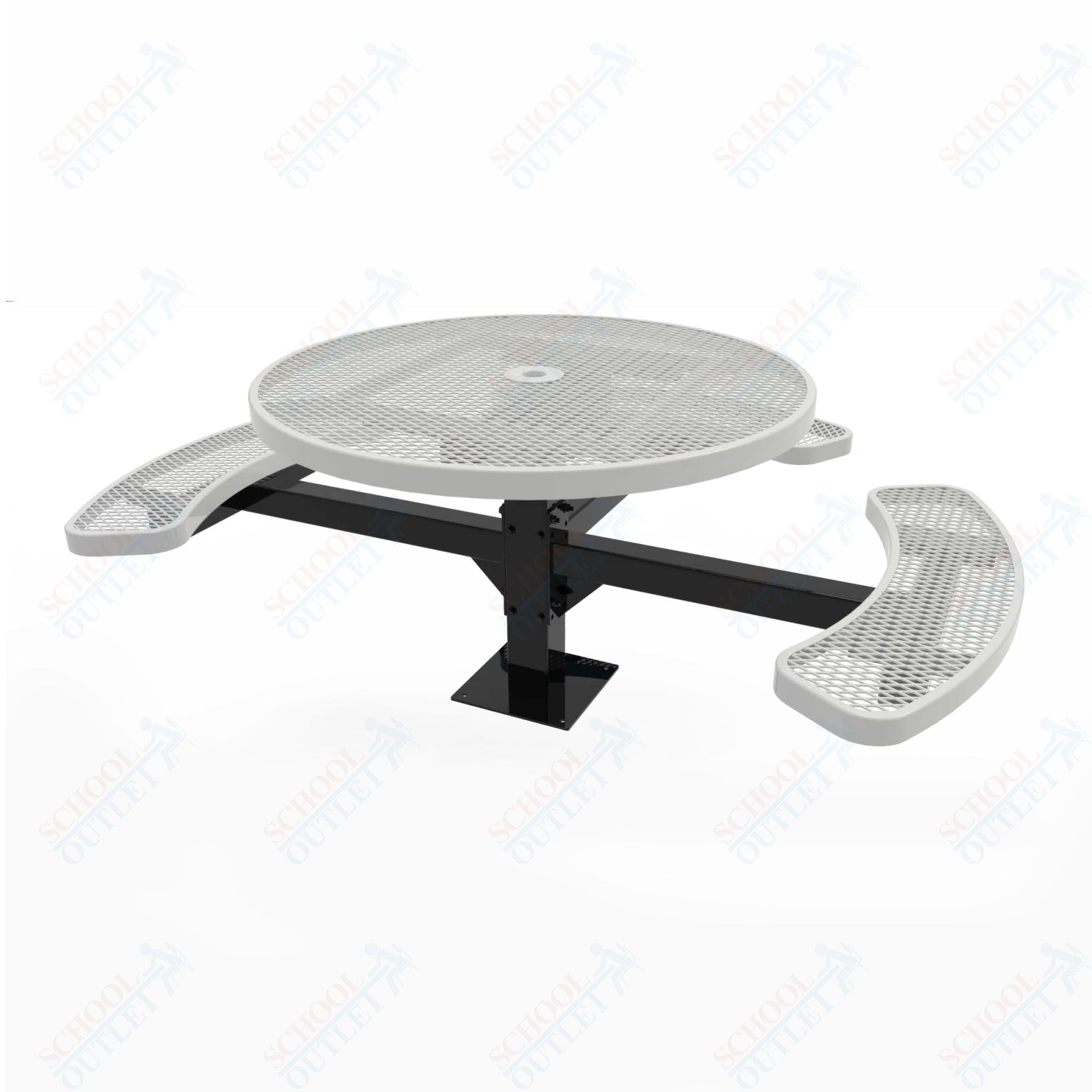 MyTcoat MYT - TRD46 - 15 - 003 46″ Round Pedestal Picnic Table with Surface Mount, 3 Seat and ADA Accessible (30"H) - SchoolOutlet
