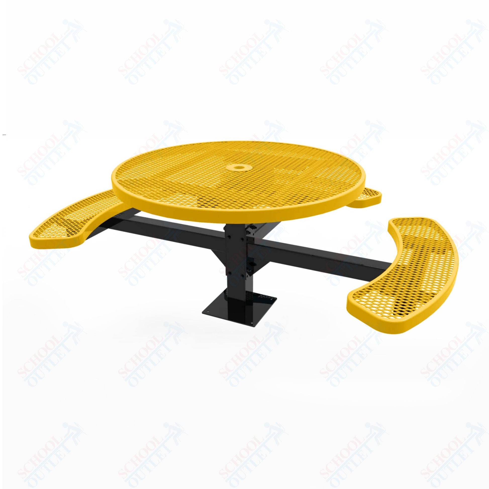 MyTcoat MYT - TRD46 - 15 - 003 46″ Round Pedestal Picnic Table with Surface Mount, 3 Seat and ADA Accessible (30"H) - SchoolOutlet