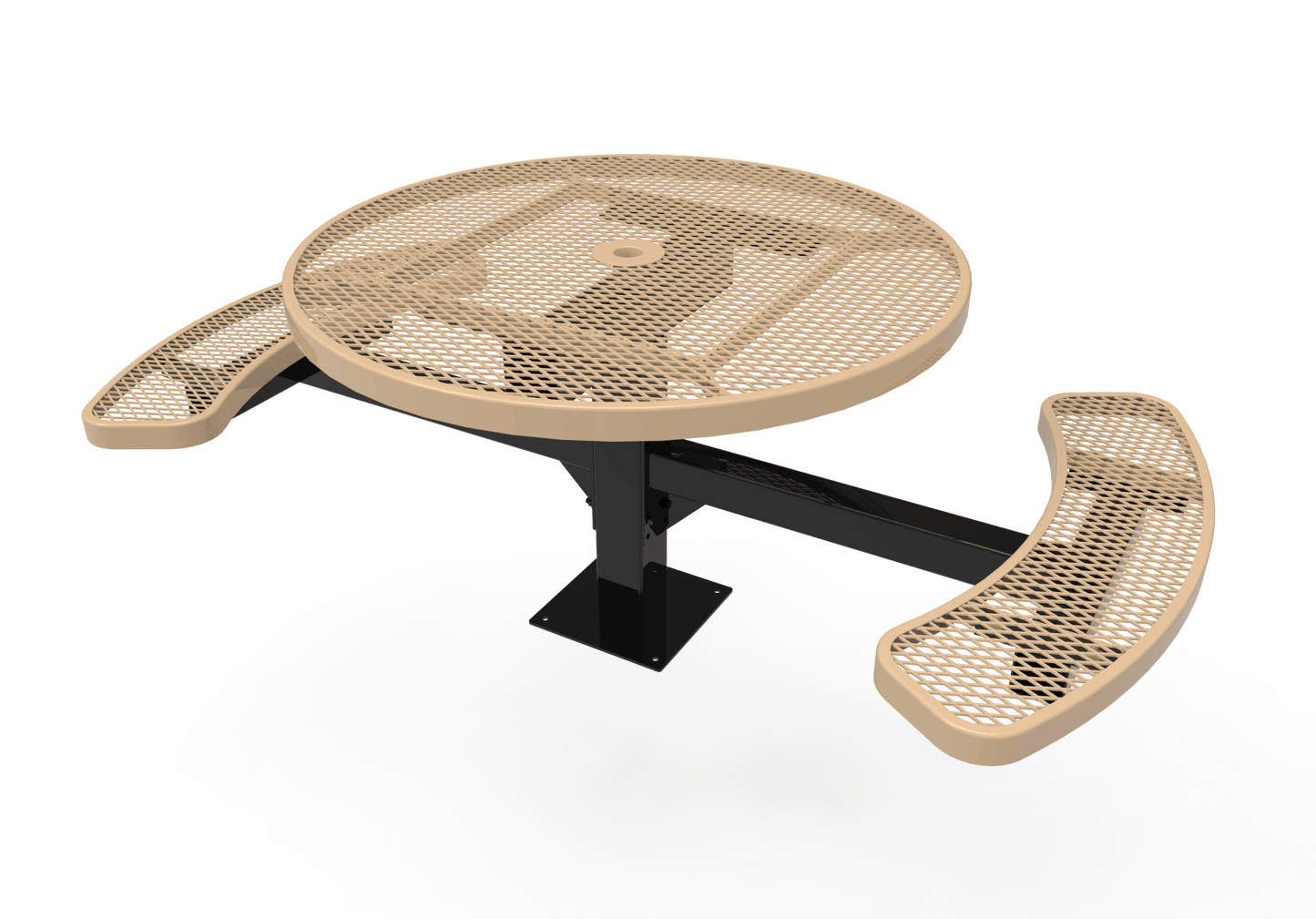 MyTcoat MYT-TRD46-17-002 46″ Round Pedestal Picnic Table with Surface Mount, 2 Seat and Alternate ADA Accessible (30"H) - SchoolOutlet