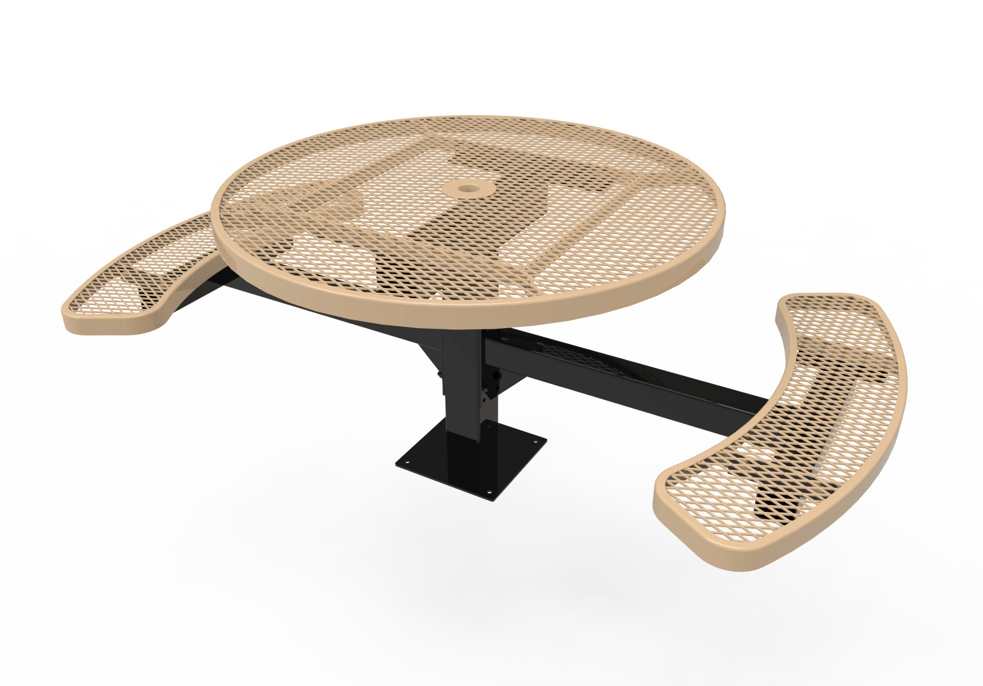 MyTcoat MYT-TRD46-17-002 46″ Round Pedestal Picnic Table with Surface Mount, 2 Seat and Alternate ADA Accessible (30"H) - SchoolOutlet