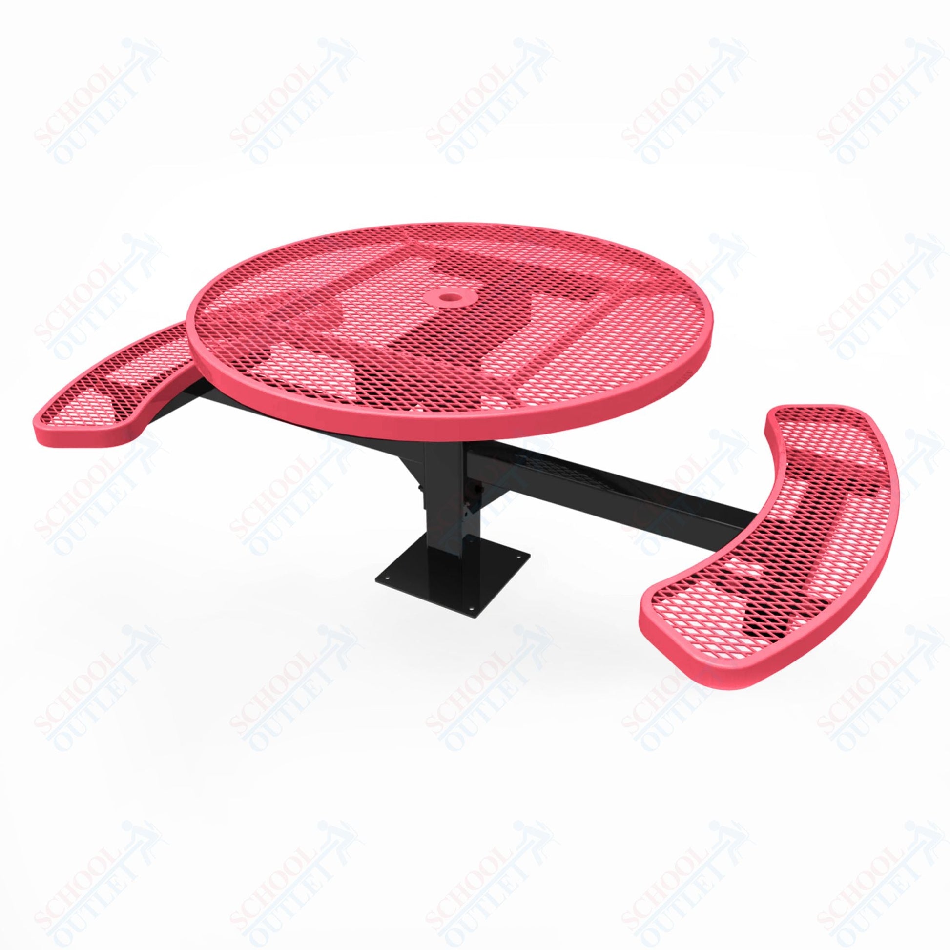 MyTcoat MYT - TRD46 - 17 - 002 46″ Round Pedestal Picnic Table with Surface Mount, 2 Seat and Alternate ADA Accessible (30"H) - SchoolOutlet