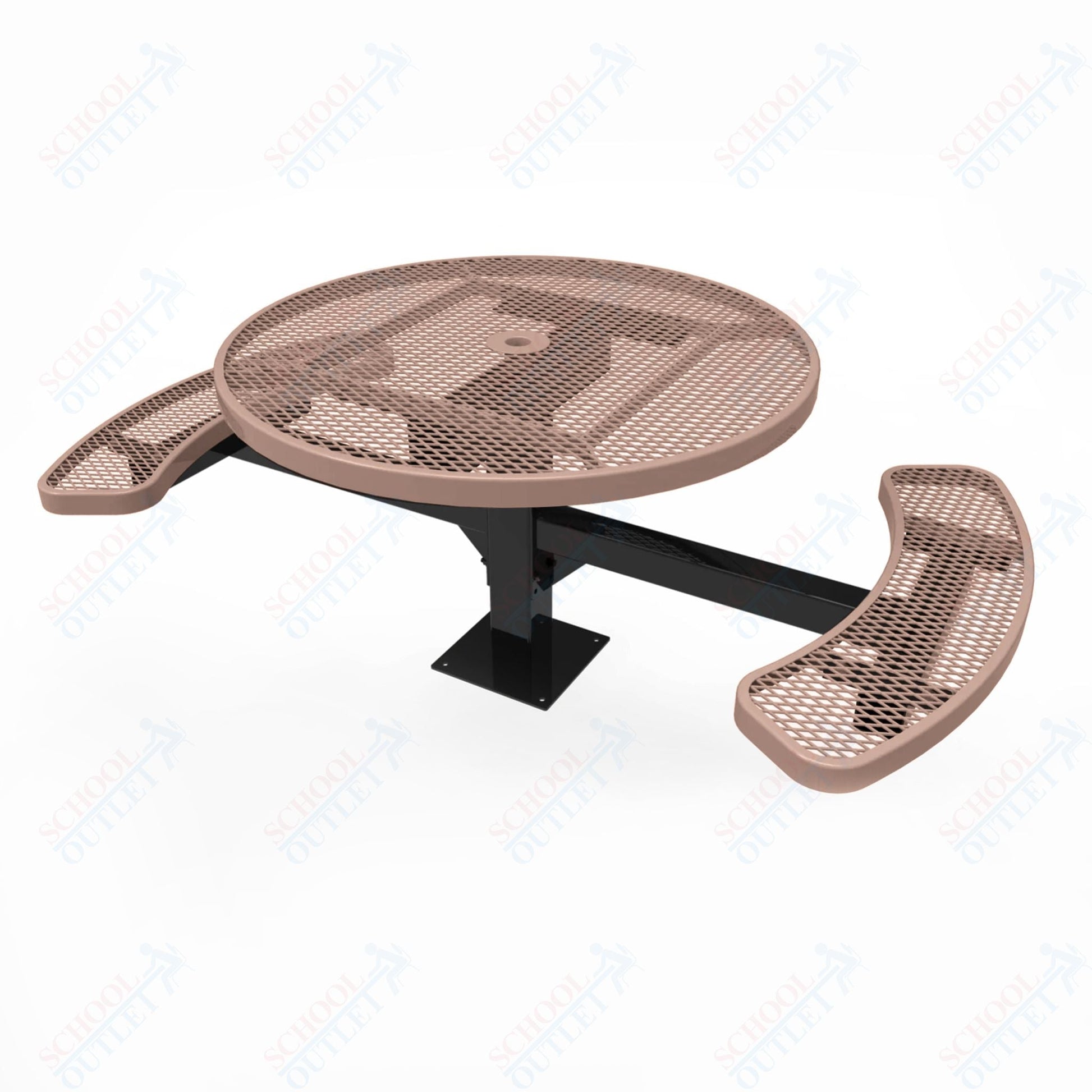 MyTcoat MYT - TRD46 - 17 - 002 46″ Round Pedestal Picnic Table with Surface Mount, 2 Seat and Alternate ADA Accessible (30"H) - SchoolOutlet