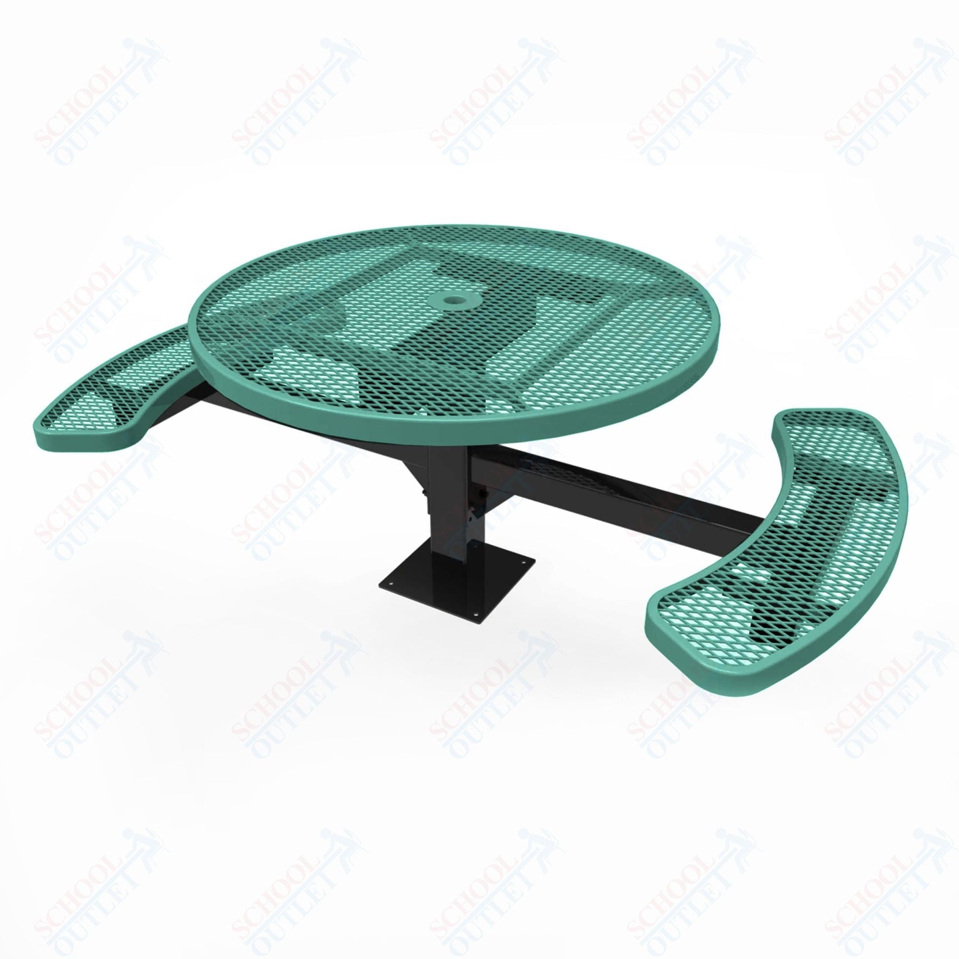 MyTcoat MYT - TRD46 - 17 - 002 46″ Round Pedestal Picnic Table with Surface Mount, 2 Seat and Alternate ADA Accessible (30"H) - SchoolOutlet