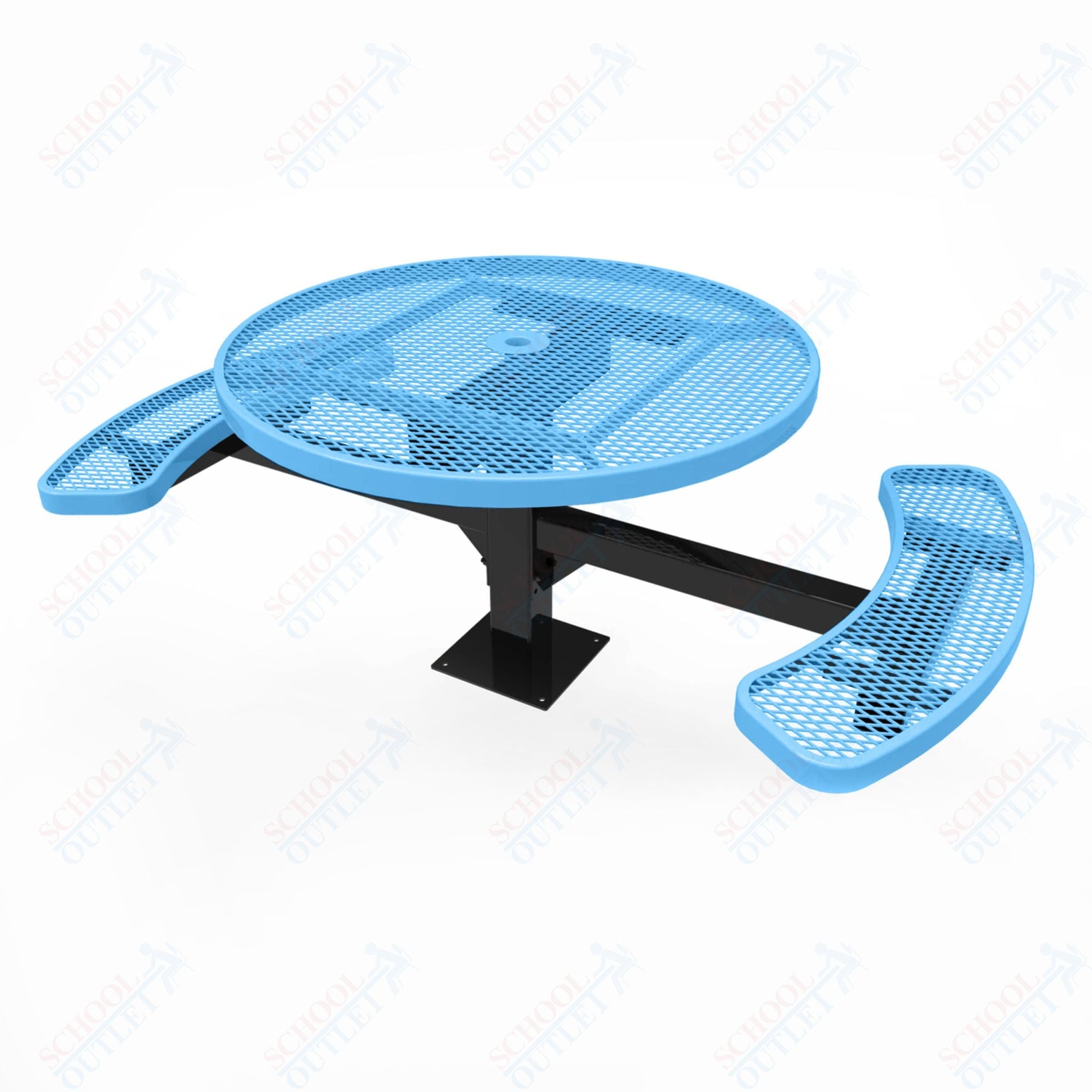 MyTcoat MYT - TRD46 - 17 - 002 46″ Round Pedestal Picnic Table with Surface Mount, 2 Seat and Alternate ADA Accessible (30"H) - SchoolOutlet