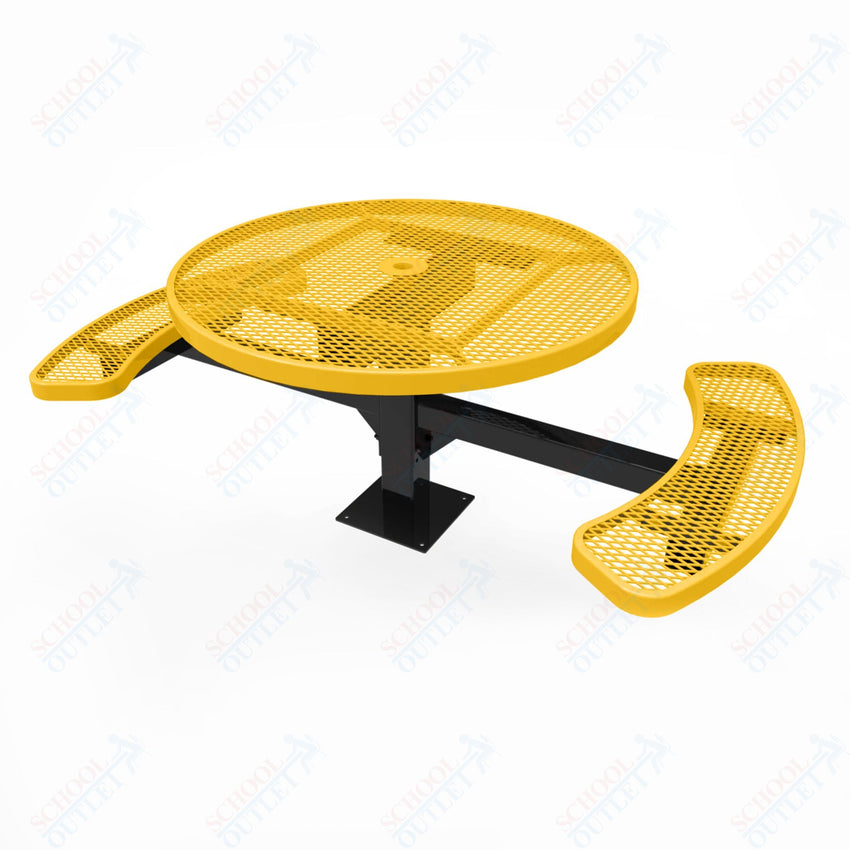 MyTcoat MYT - TRD46 - 17 - 002 46″ Round Pedestal Picnic Table with Surface Mount, 2 Seat and Alternate ADA Accessible (30"H) - SchoolOutlet