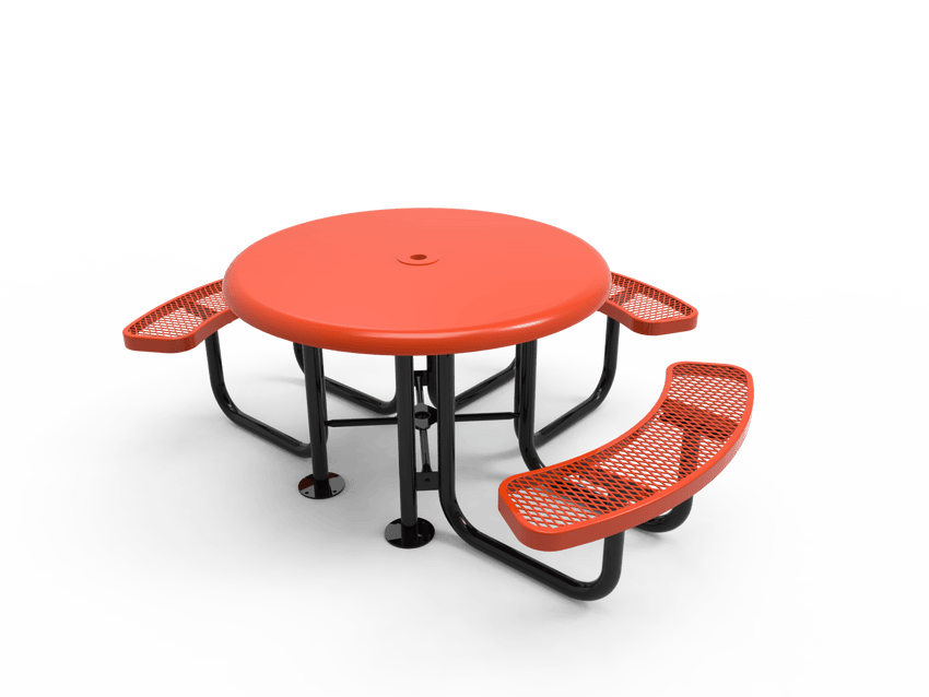 MyTcoat MYT-TRS46-003 46″ Round Solid Top Portable Picnic Table with 3 Seat (80"W x 71"D x 30"H) - SchoolOutlet