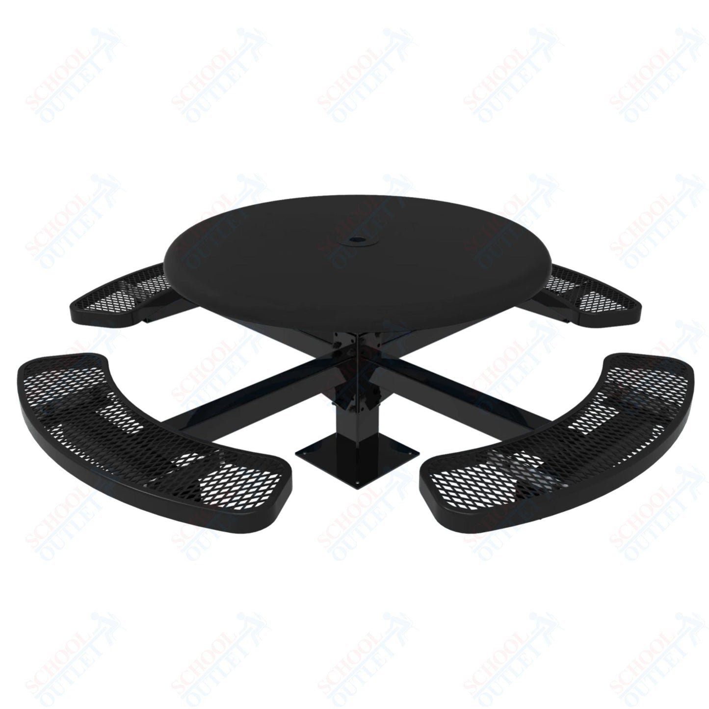 MyTcoat MYT - TRS46 - 12 46″ Round Solid Top Pedestal Picnic Table With Inground Mount (30"H) - SchoolOutlet