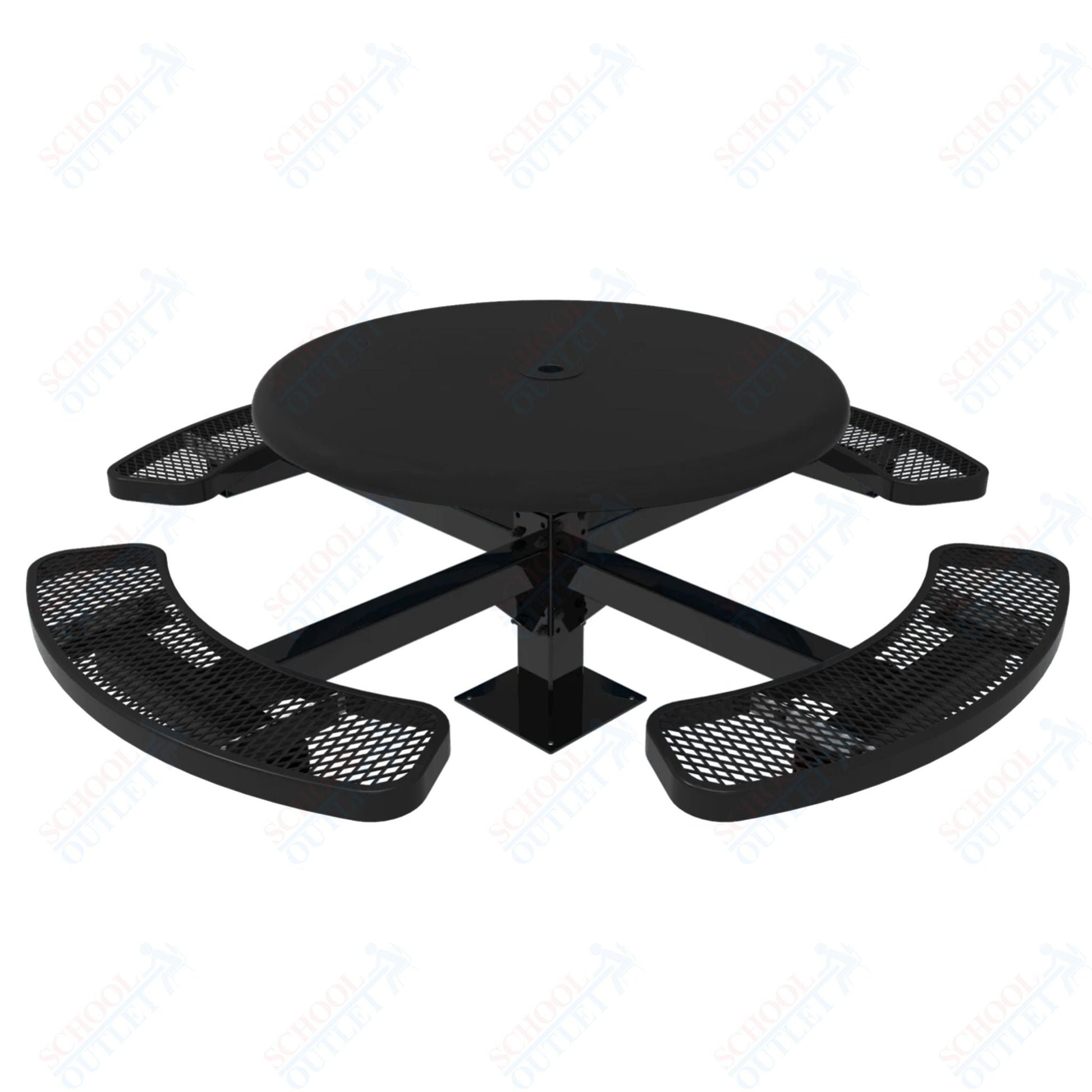 MyTcoat MYT - TRS46 - 12 46″ Round Solid Top Pedestal Picnic Table With Inground Mount (30"H) - SchoolOutlet