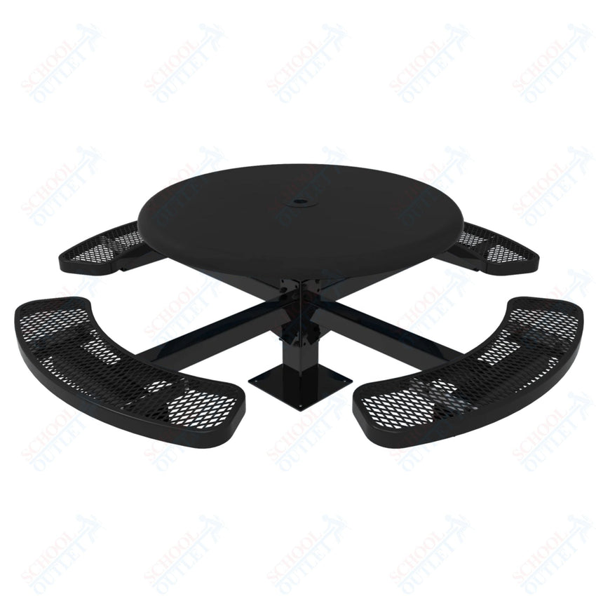 MyTcoat MYT - TRS46 - 12 46″ Round Solid Top Pedestal Picnic Table With Inground Mount (30"H) - SchoolOutlet